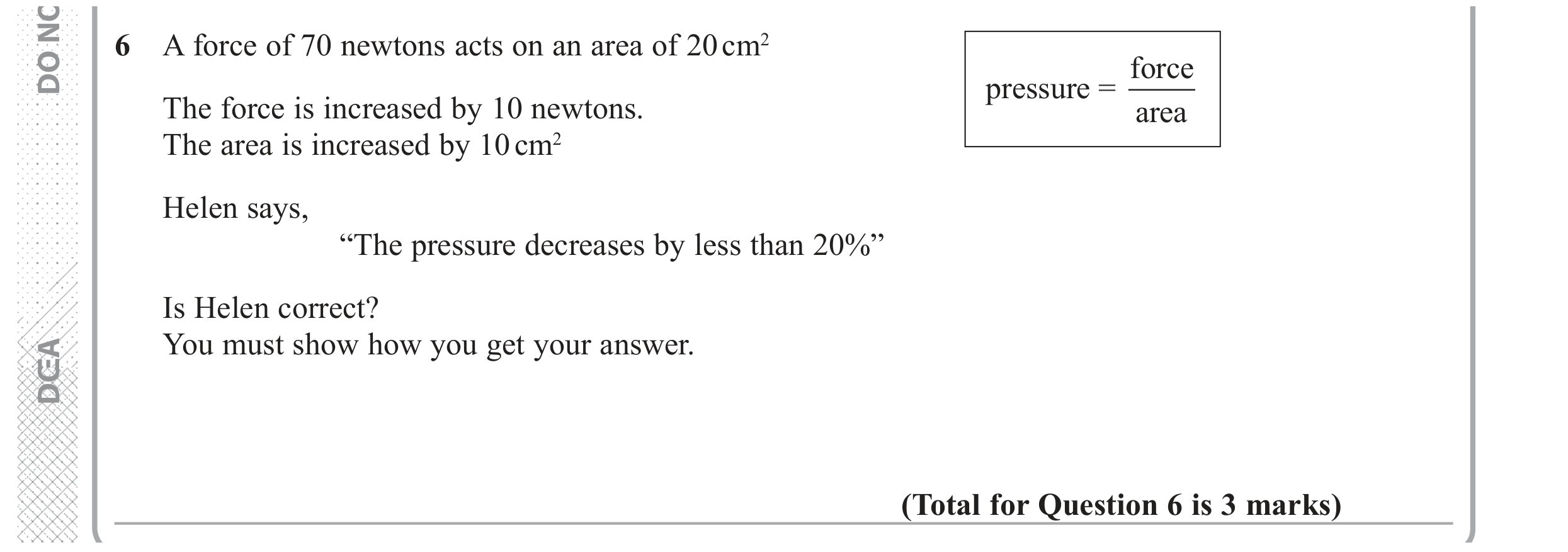 Question 6 — Percentages, Formulae — Edexcel GCSE June 2018
