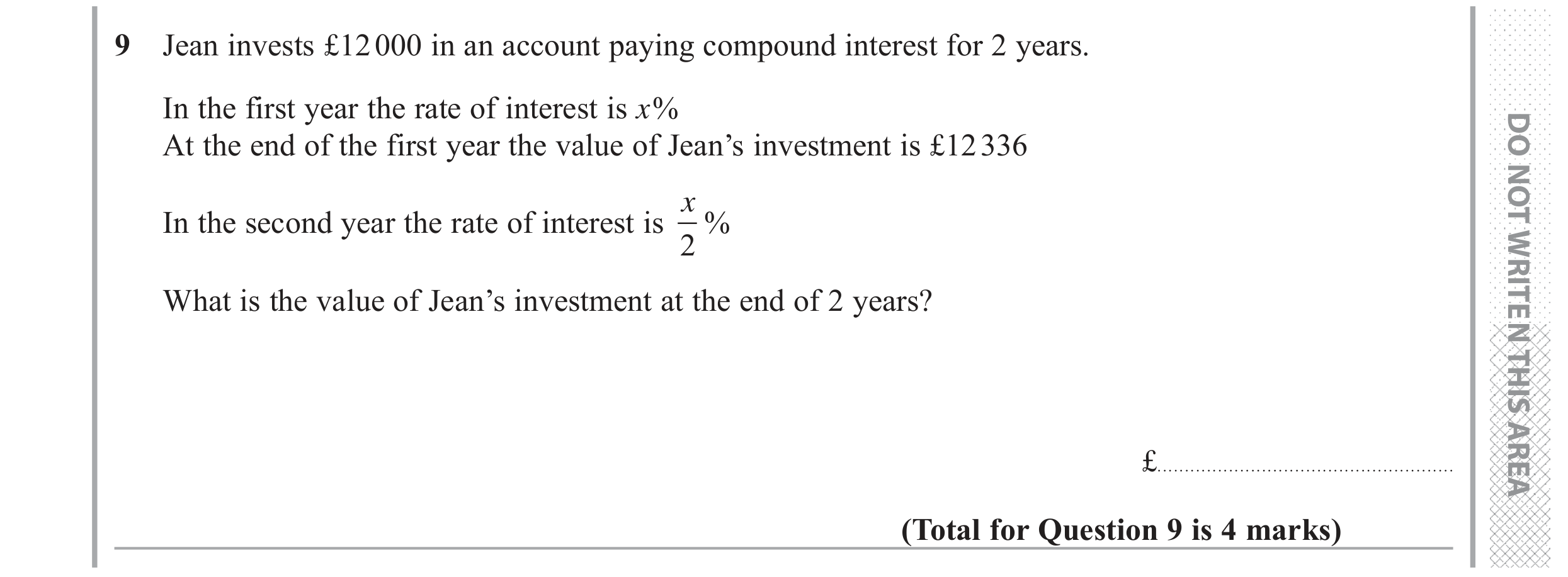 Question 9 — Percentages — Edexcel GCSE June 2018