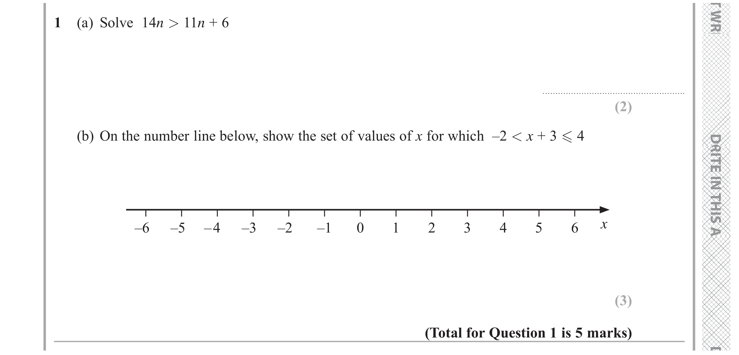 Question 1 — Inequalities — Edexcel GCSE June 2019