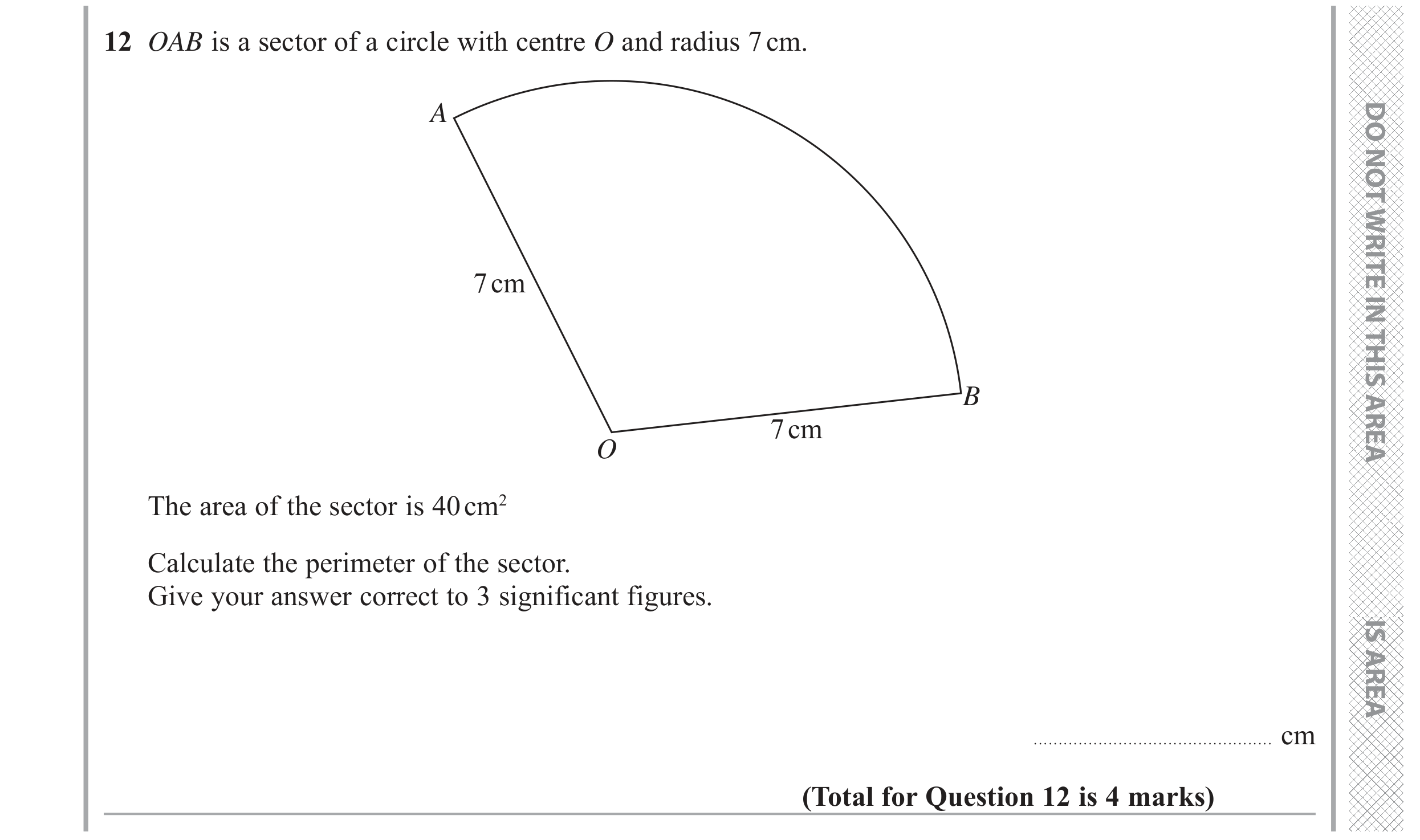 Question 12 — Sectors — Edexcel GCSE June 2019