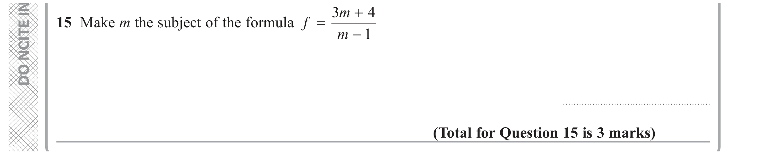 Question 15 — Formulae — Edexcel GCSE June 2019