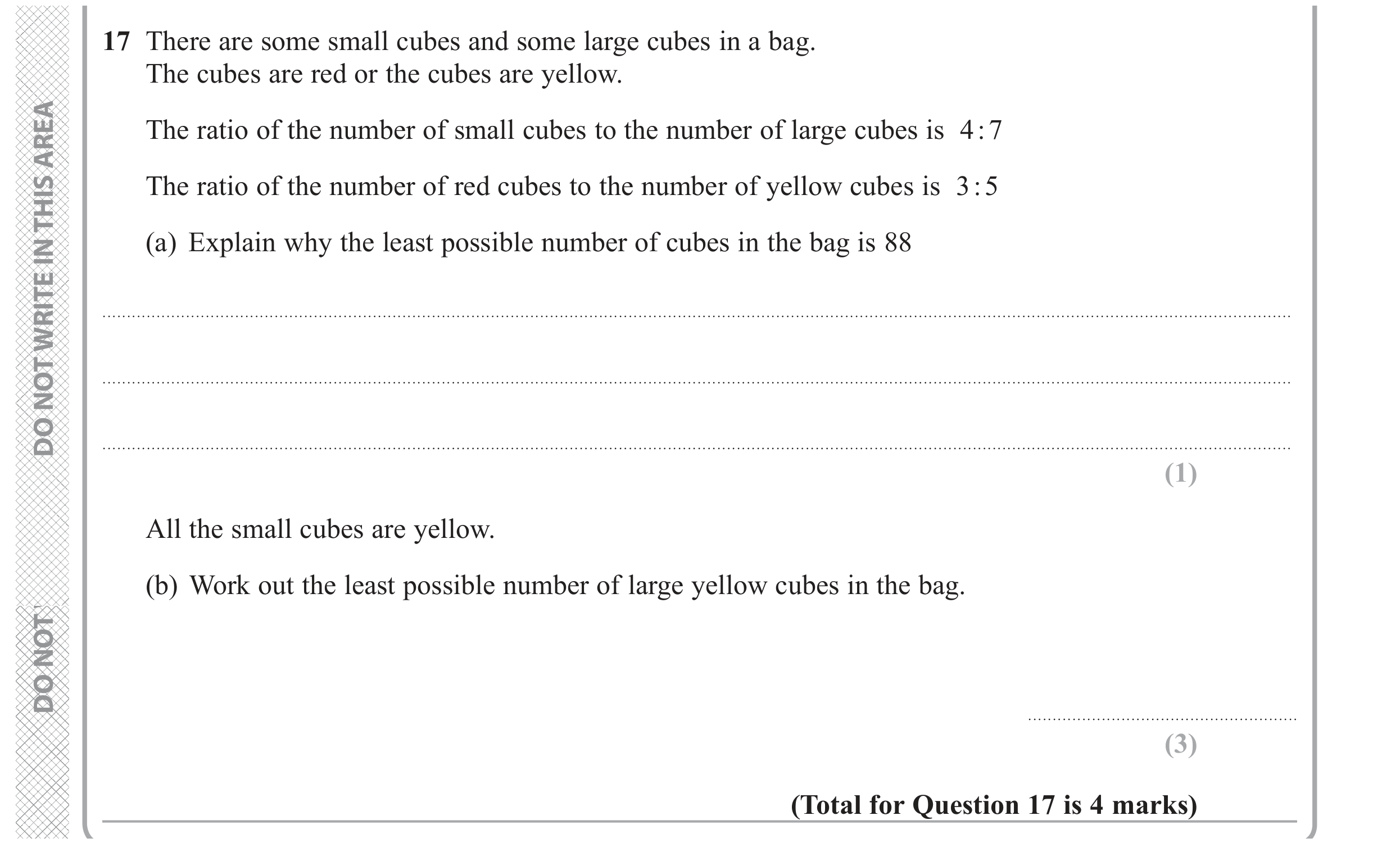 Question 17 — Ratios, HCF and LCM, Stray — Edexcel GCSE June 2019