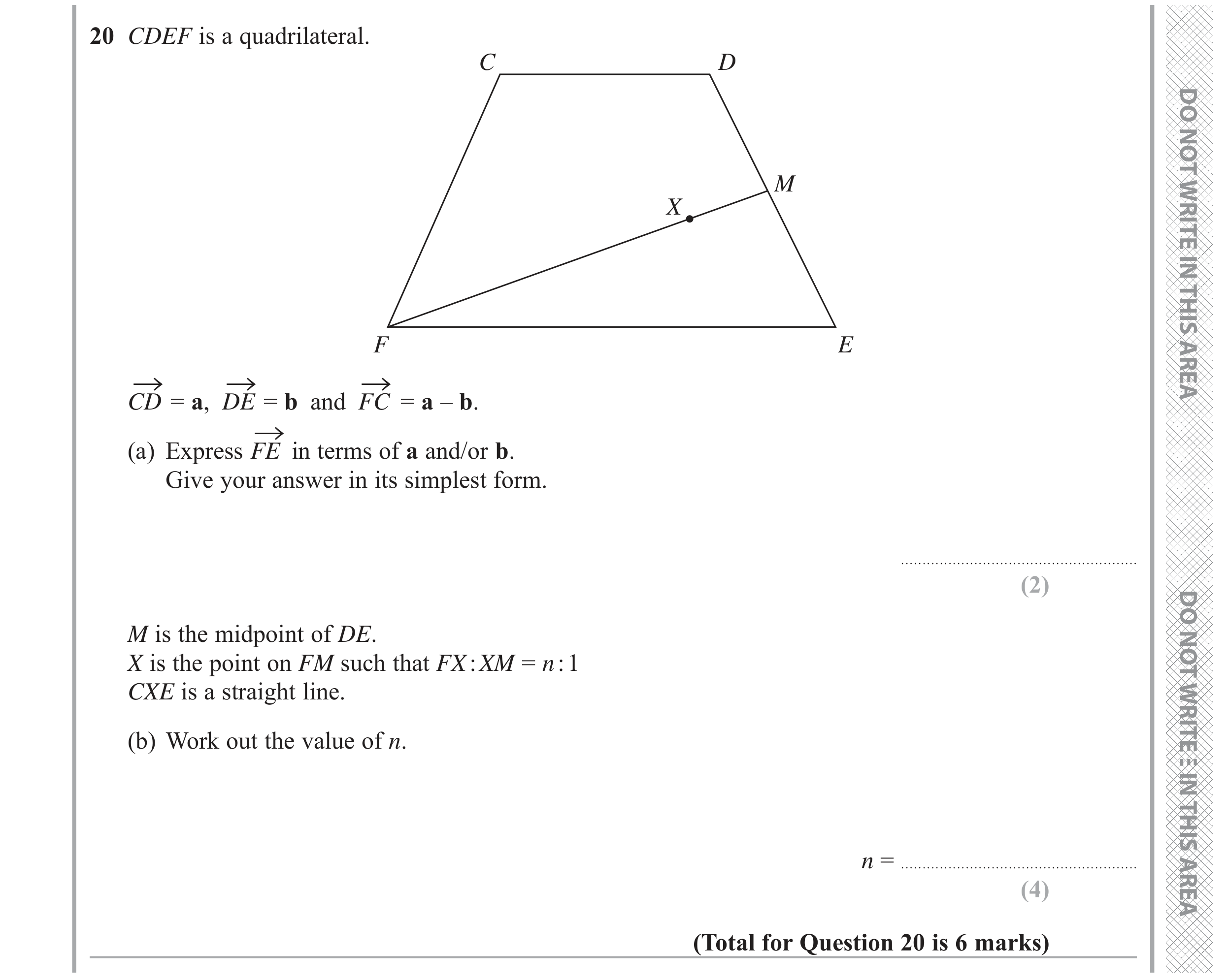 Question 20 — Vectors — Edexcel GCSE June 2019