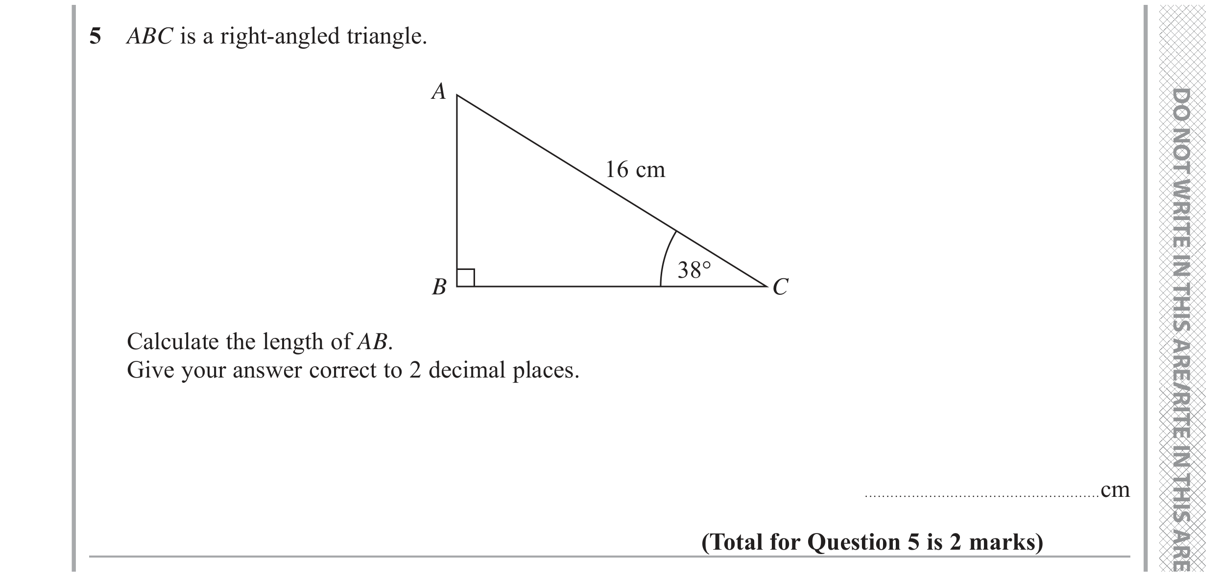 Question 5 — Trigonometry — Edexcel GCSE June 2019