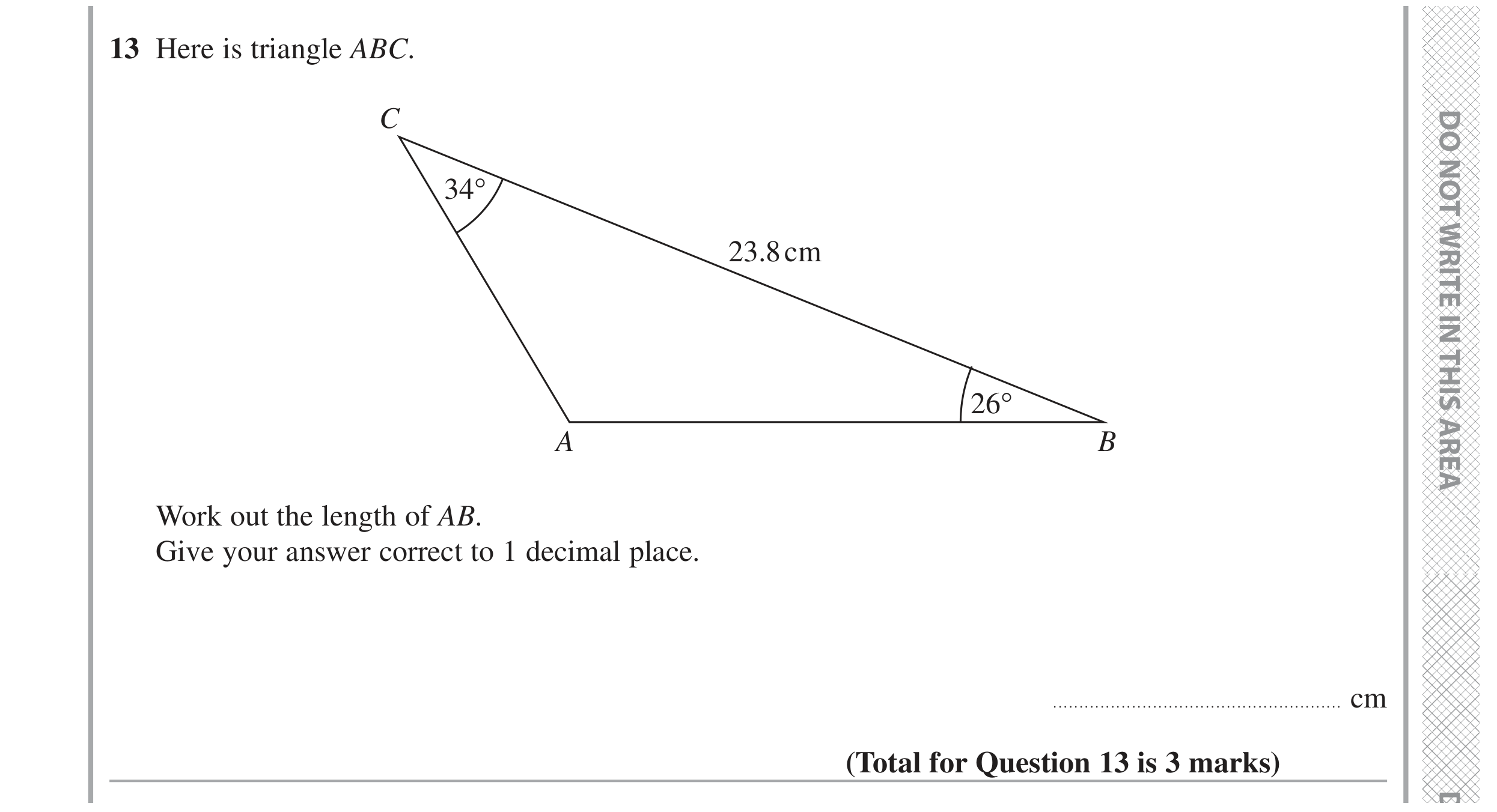 Question 13 — Sine/Cosine Rule — Edexcel GCSE June 2020
