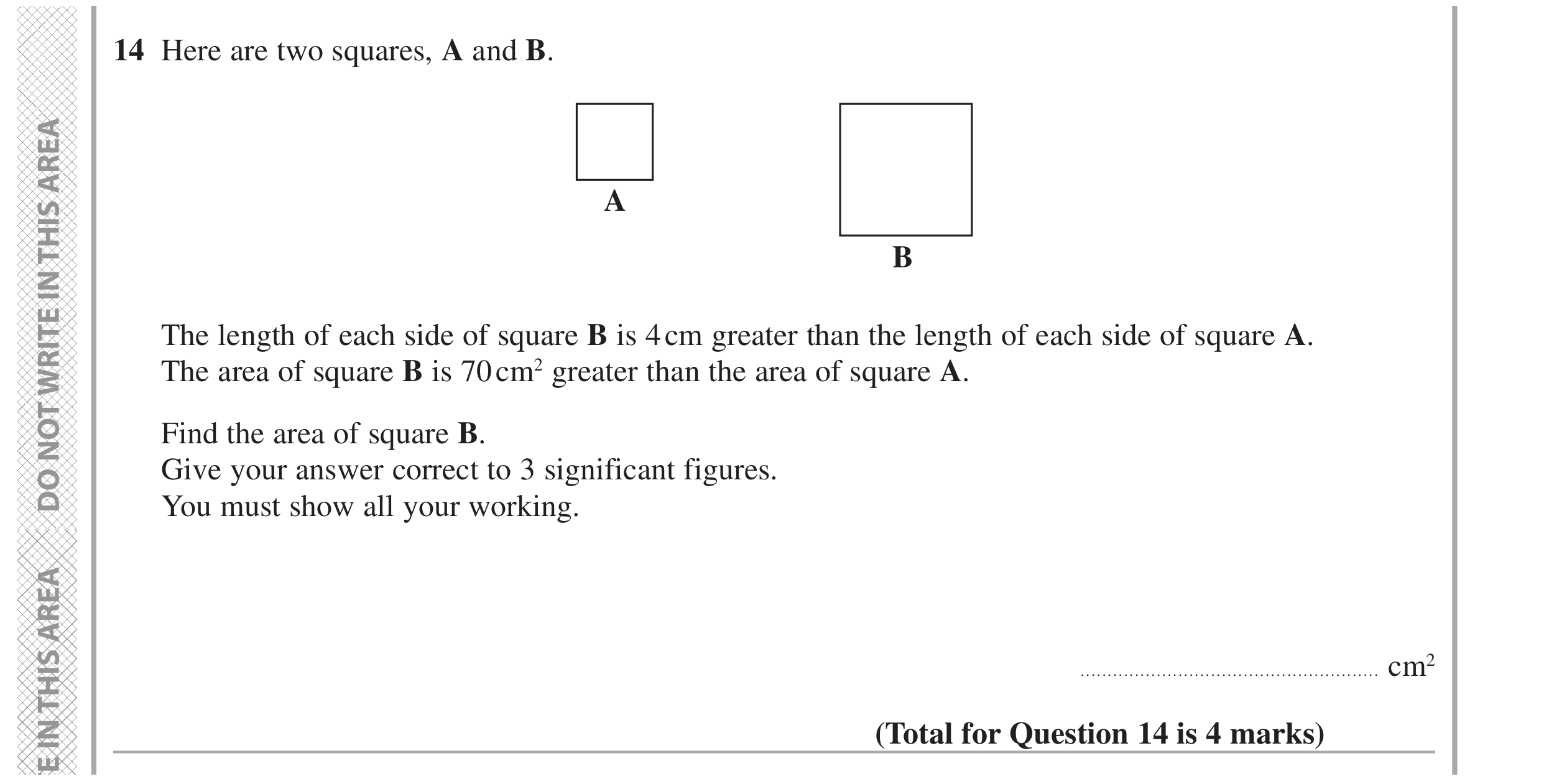 Question 14 — Perimeter and Area — Edexcel GCSE June 2020