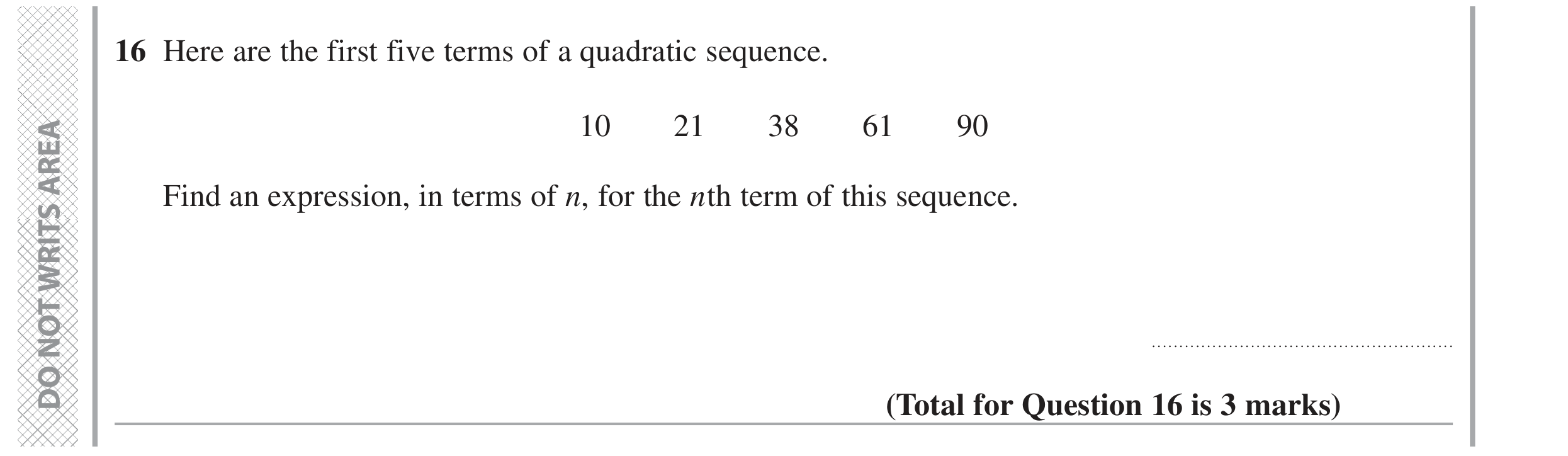 Question 16 — Sequences — Edexcel GCSE June 2020
