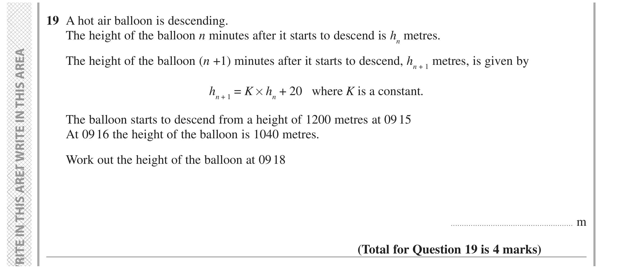 Question 19 — Sequences, Recurrence Relations — Edexcel GCSE June 2020