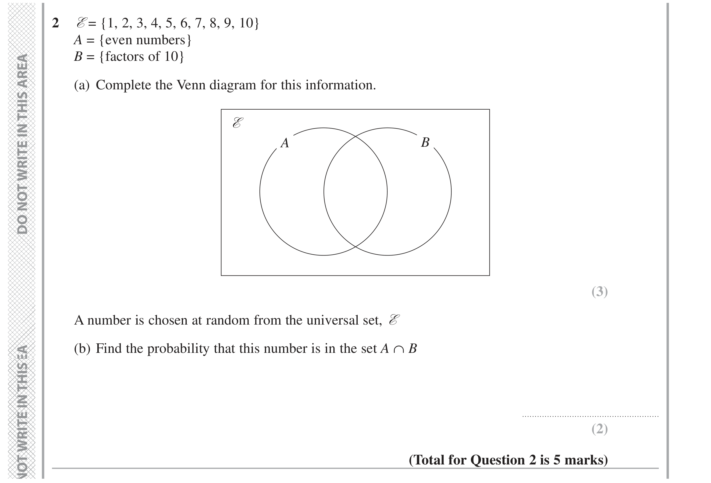 Question 2 — Set Notation, Probability — Edexcel GCSE June 2020