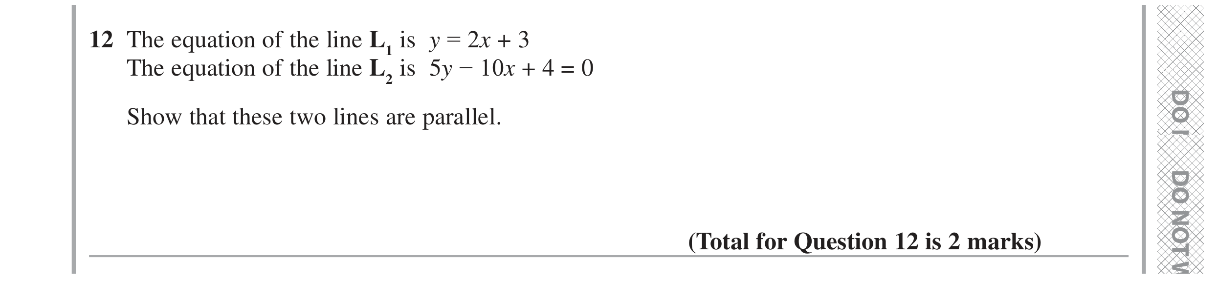 Question 12 — Straight Line Graphs — Edexcel GCSE June 2022