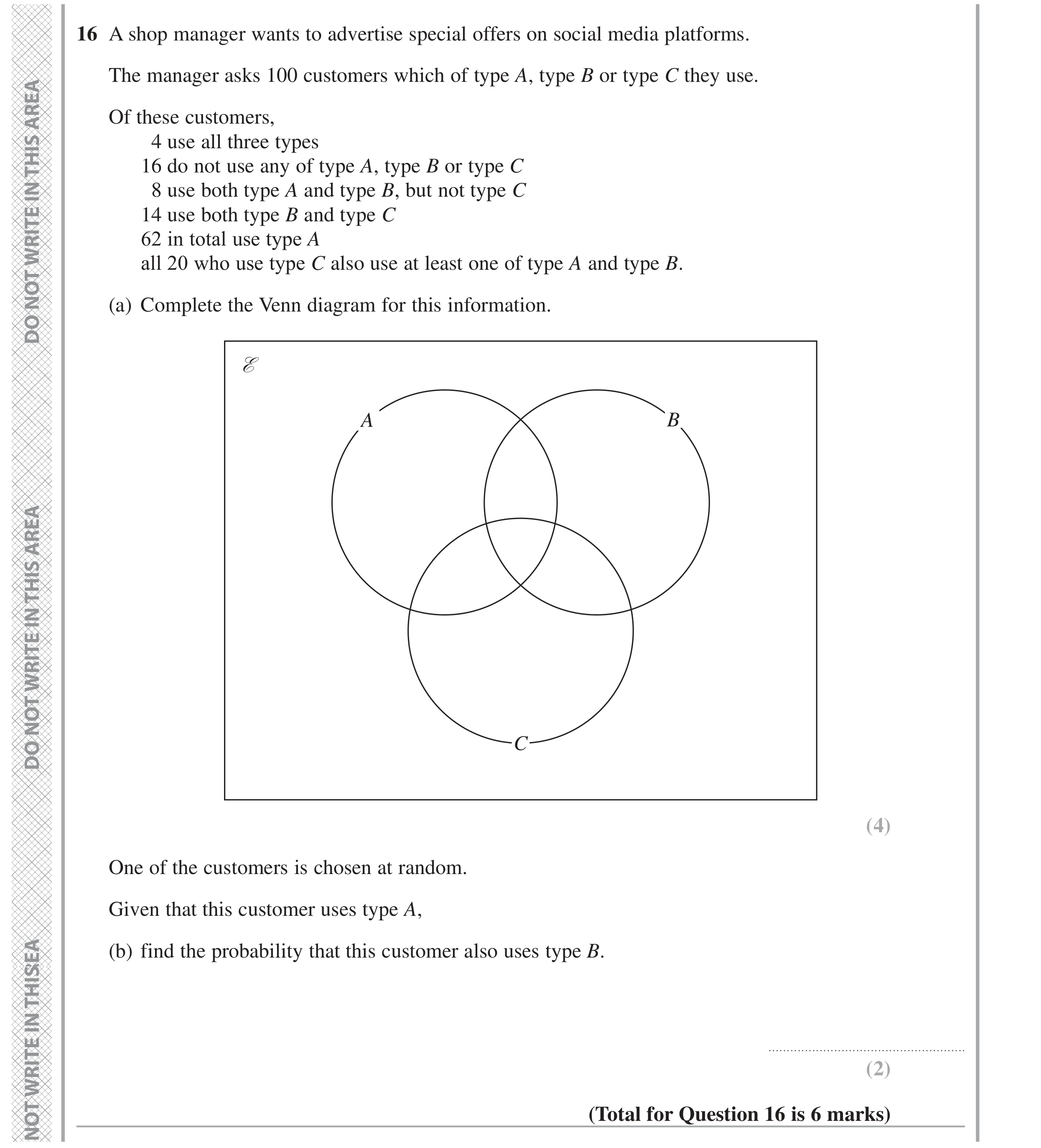 Question 16 — Set Notation, Probability — Edexcel GCSE June 2022