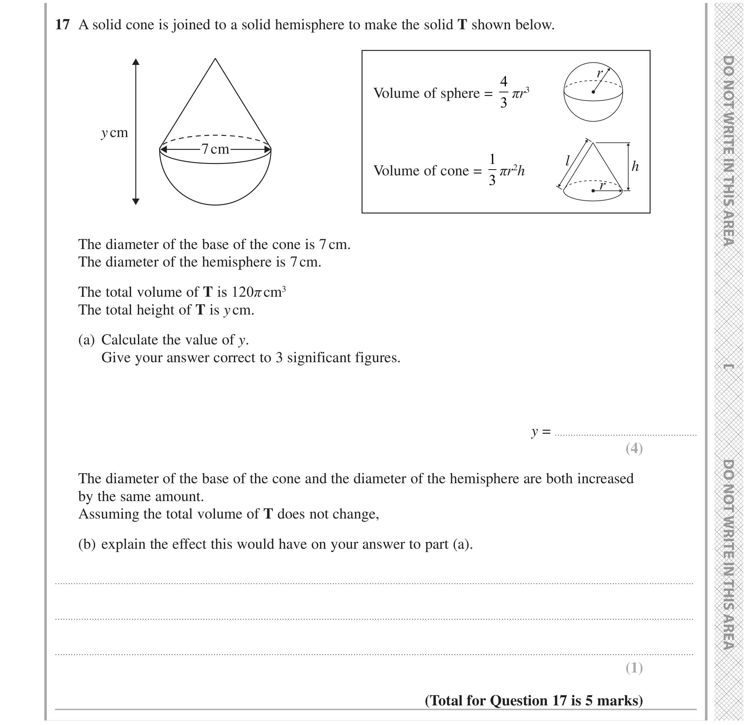 Question 17 — 3D Shapes and Volume — Edexcel GCSE June 2022