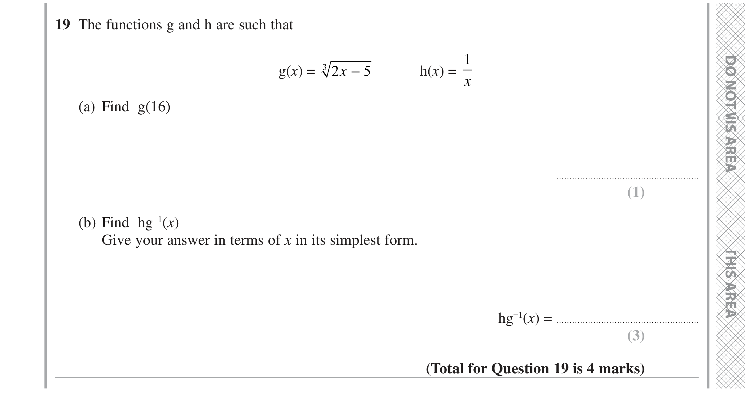Question 19 — Functions — Edexcel GCSE June 2022