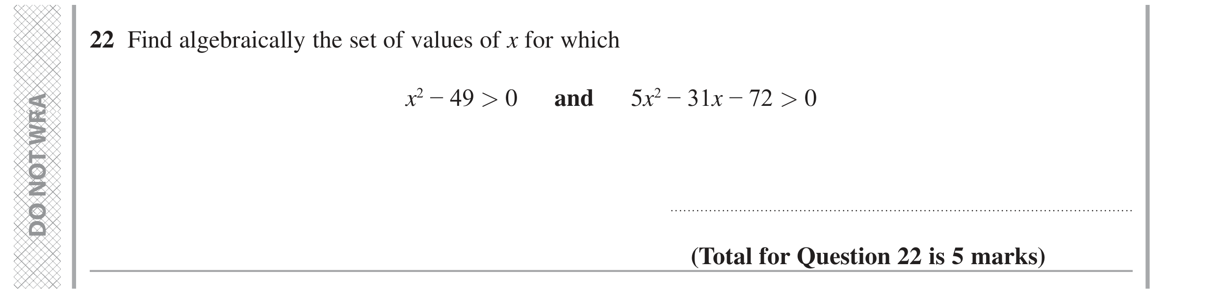 Question 22 — Inequalities — Edexcel GCSE June 2022