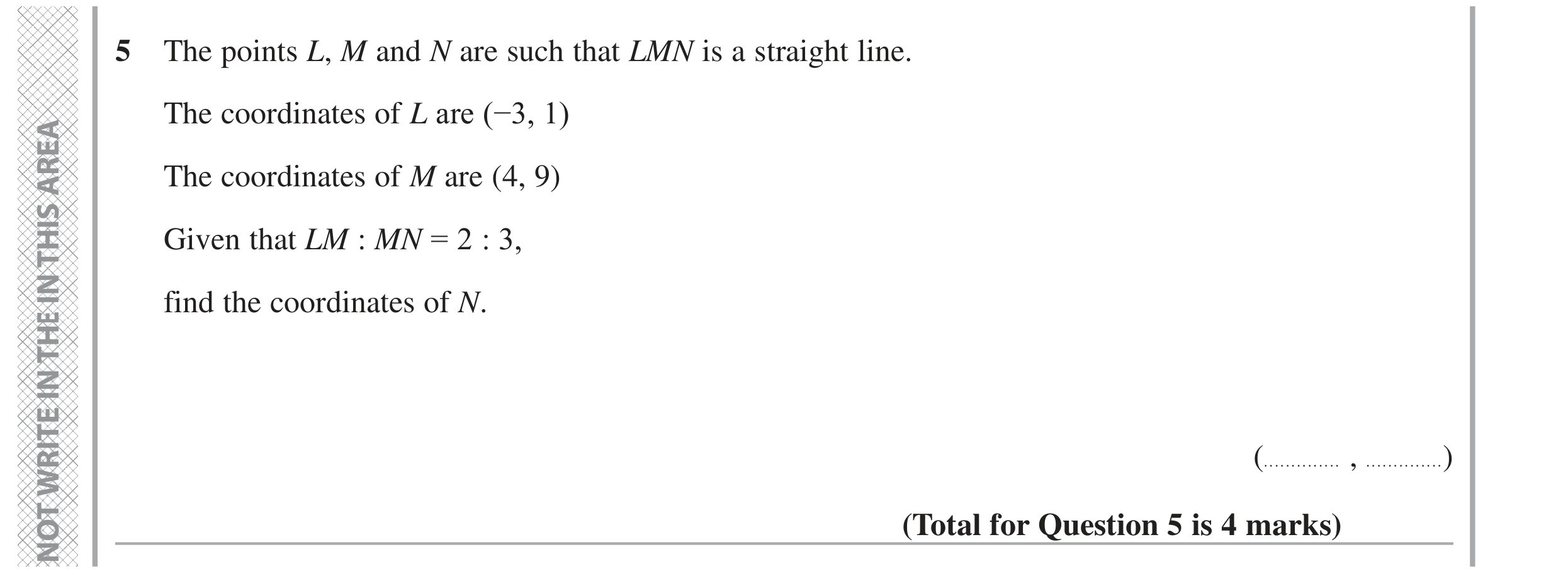 Question 5 — Coordinates, Ratios — Edexcel GCSE June 2022