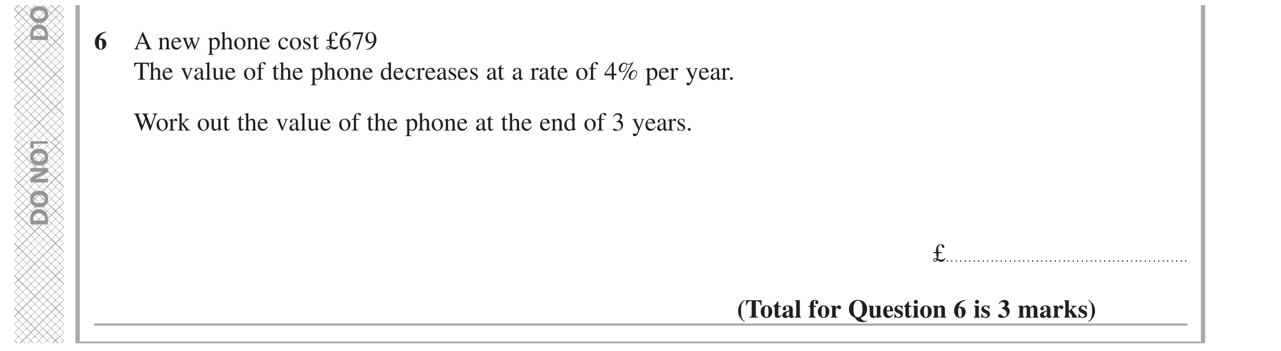 Question 6 — Percentages — Edexcel GCSE June 2022