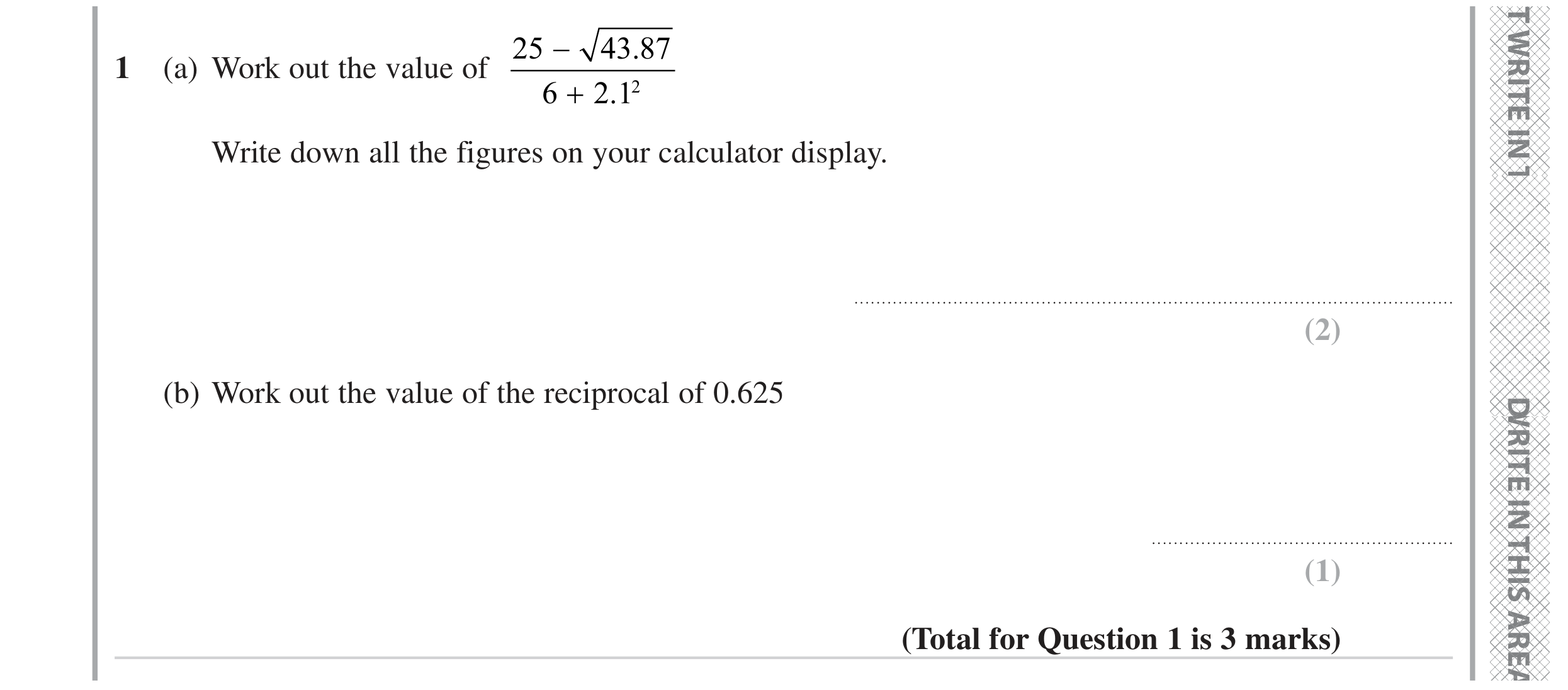 Question 1 — Calculator Questions — Edexcel GCSE June 2023