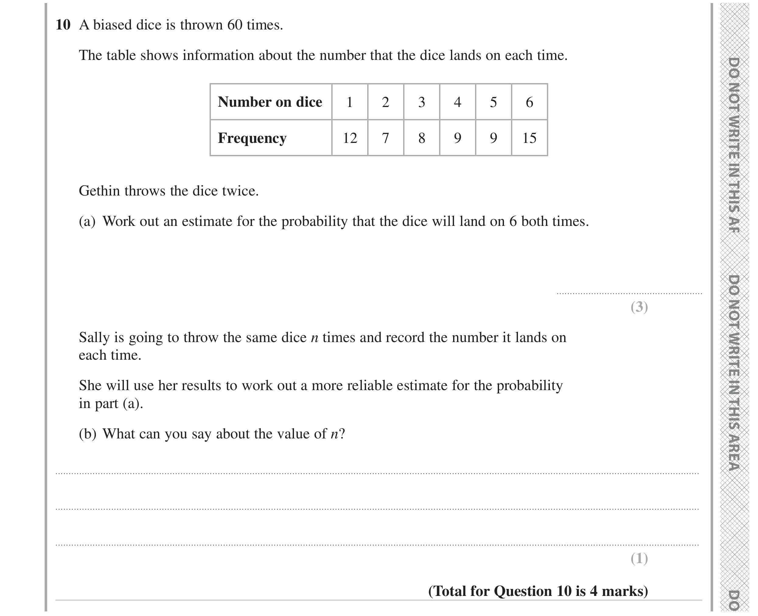 Question 10 — Probability — Edexcel GCSE June 2023