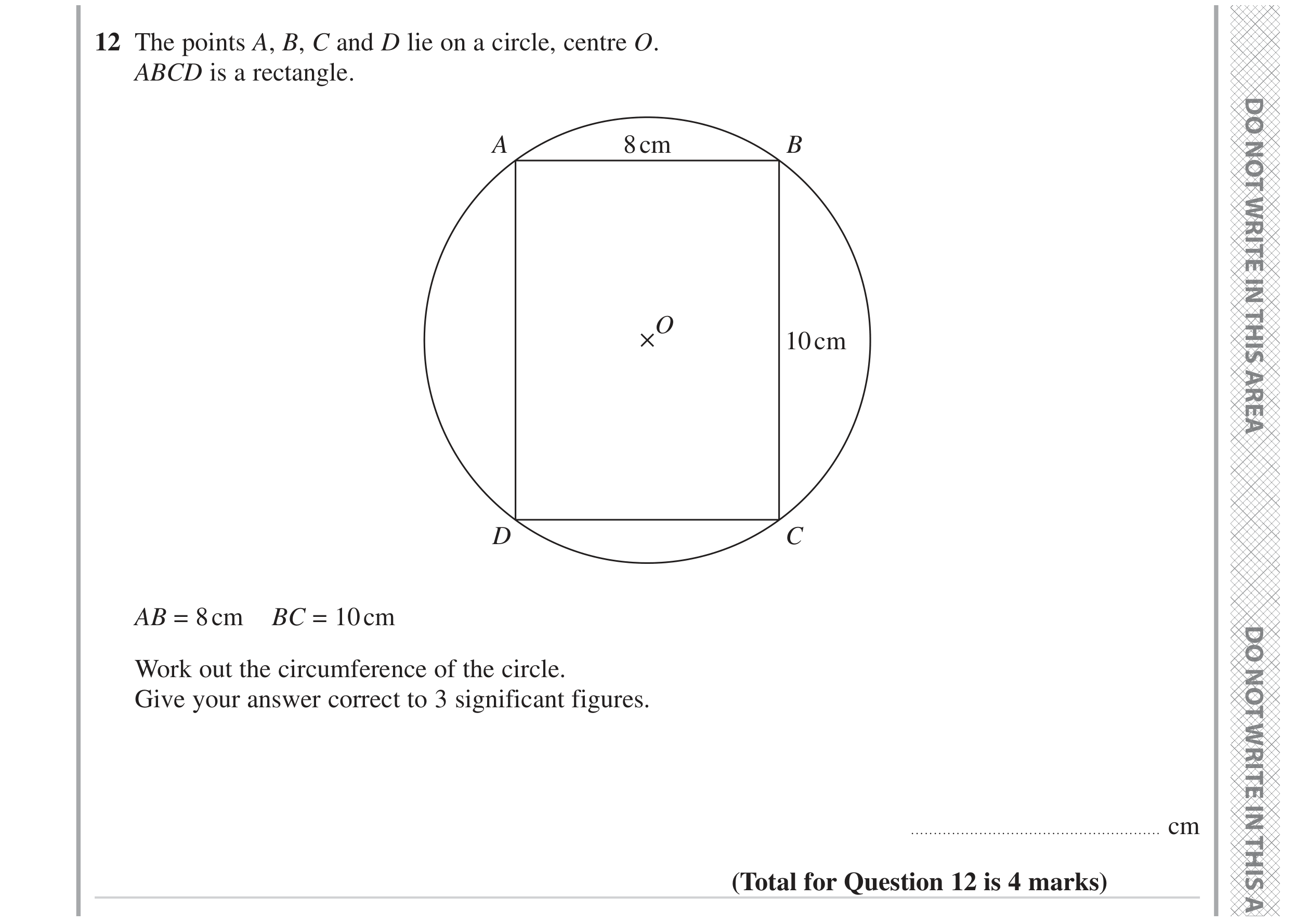 Question 12 — Perimeter and Area, Pythagoras — Edexcel GCSE June 2023