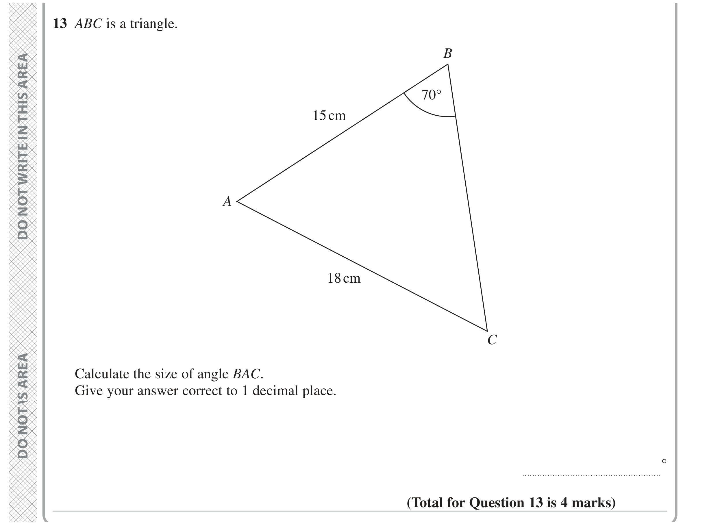 Question 13 — Sine/Cosine Rule — Edexcel GCSE June 2023