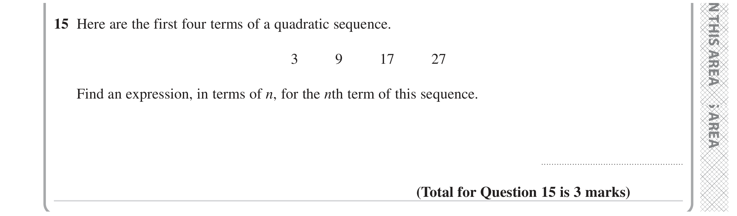Question 15 — Sequences — Edexcel GCSE June 2023