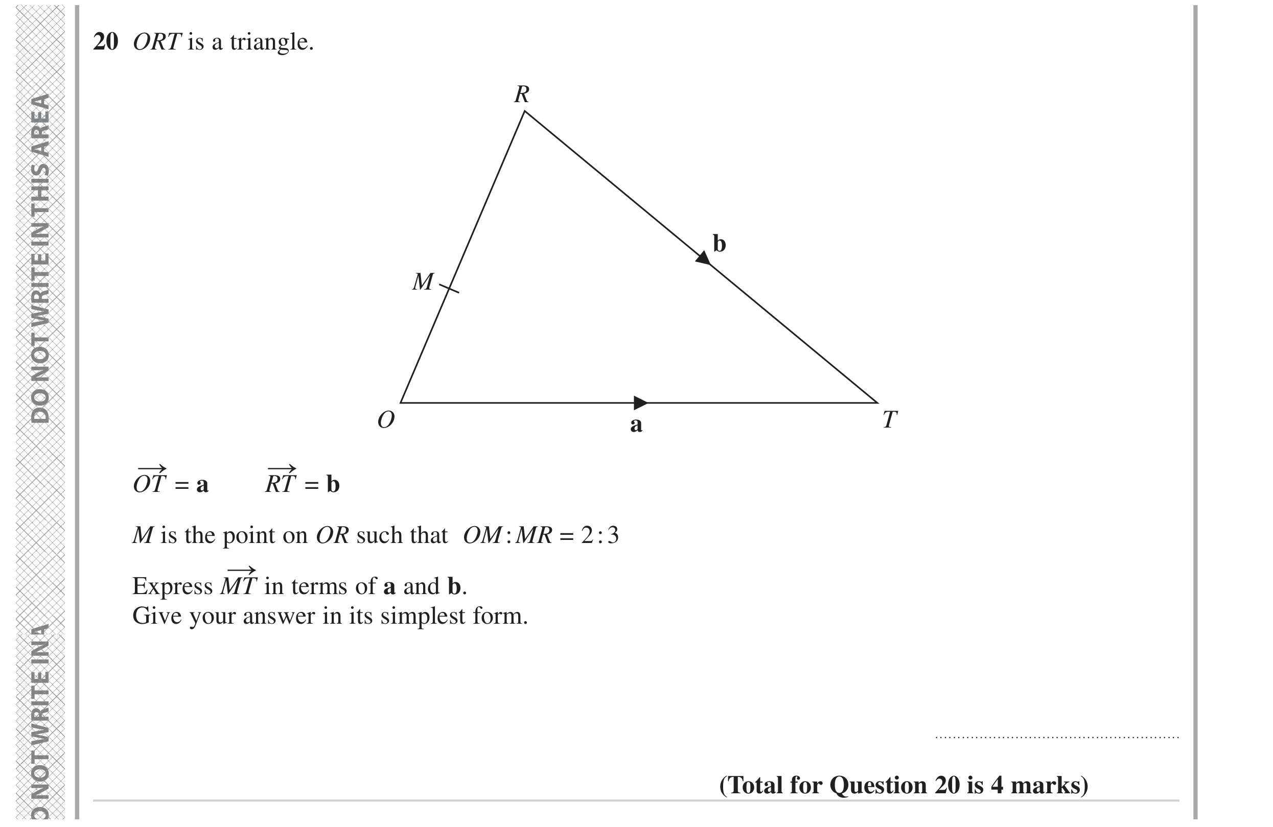 Question 20 — Vectors — Edexcel GCSE June 2023