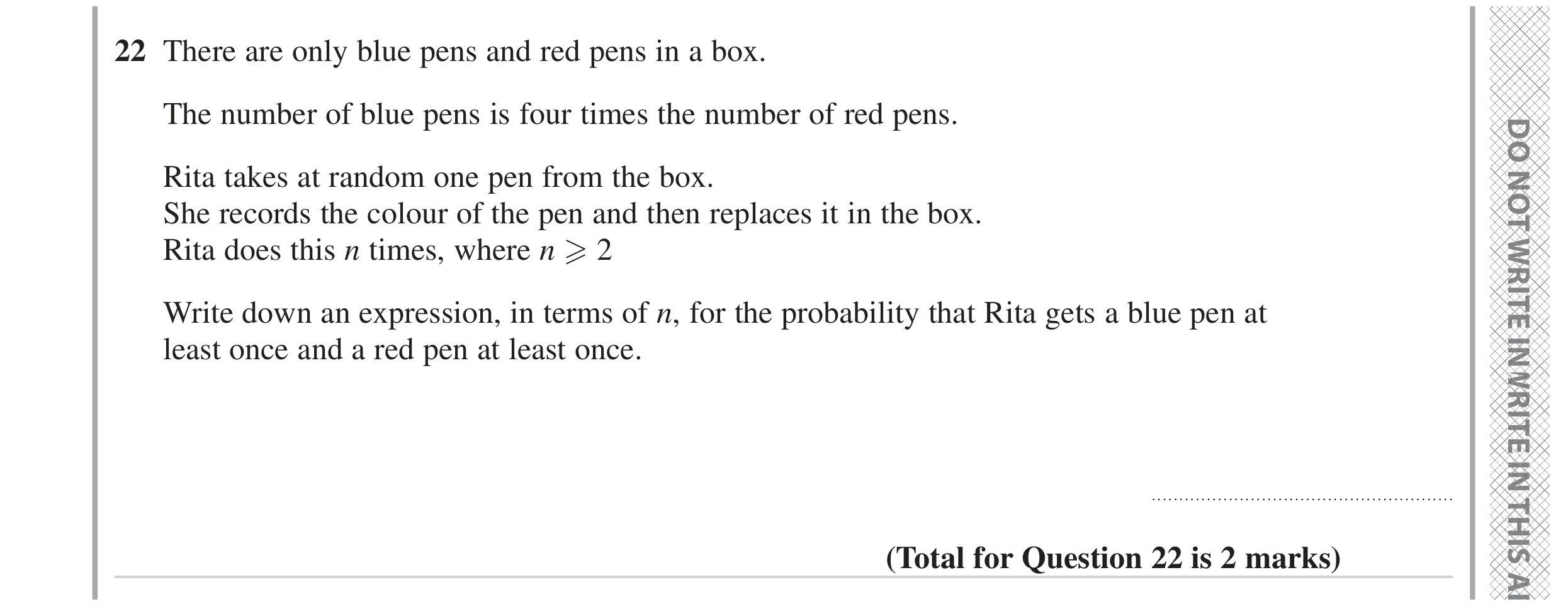 Question 22 — Probability — Edexcel GCSE June 2023