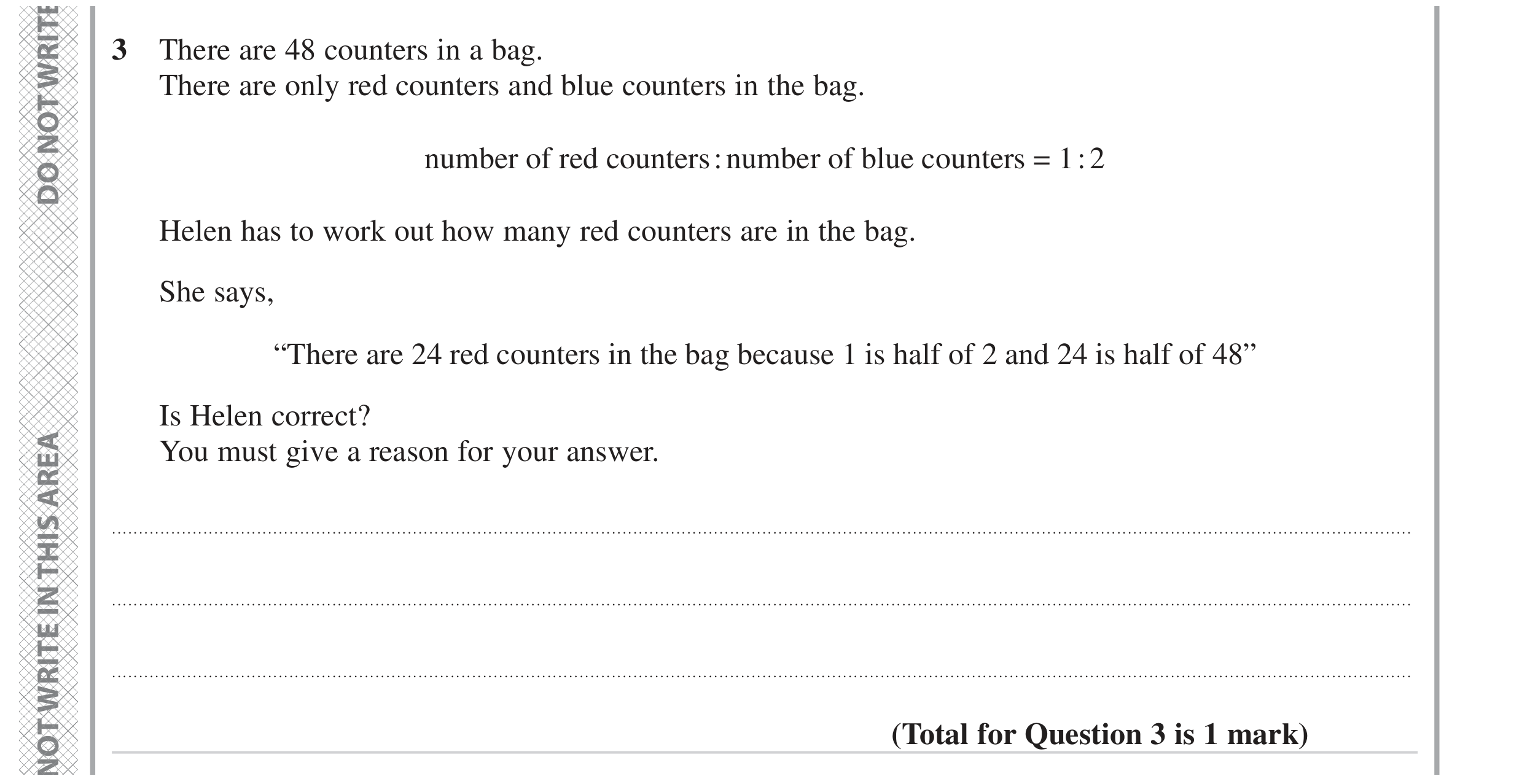 Question 3 — Ratios — Edexcel GCSE June 2023