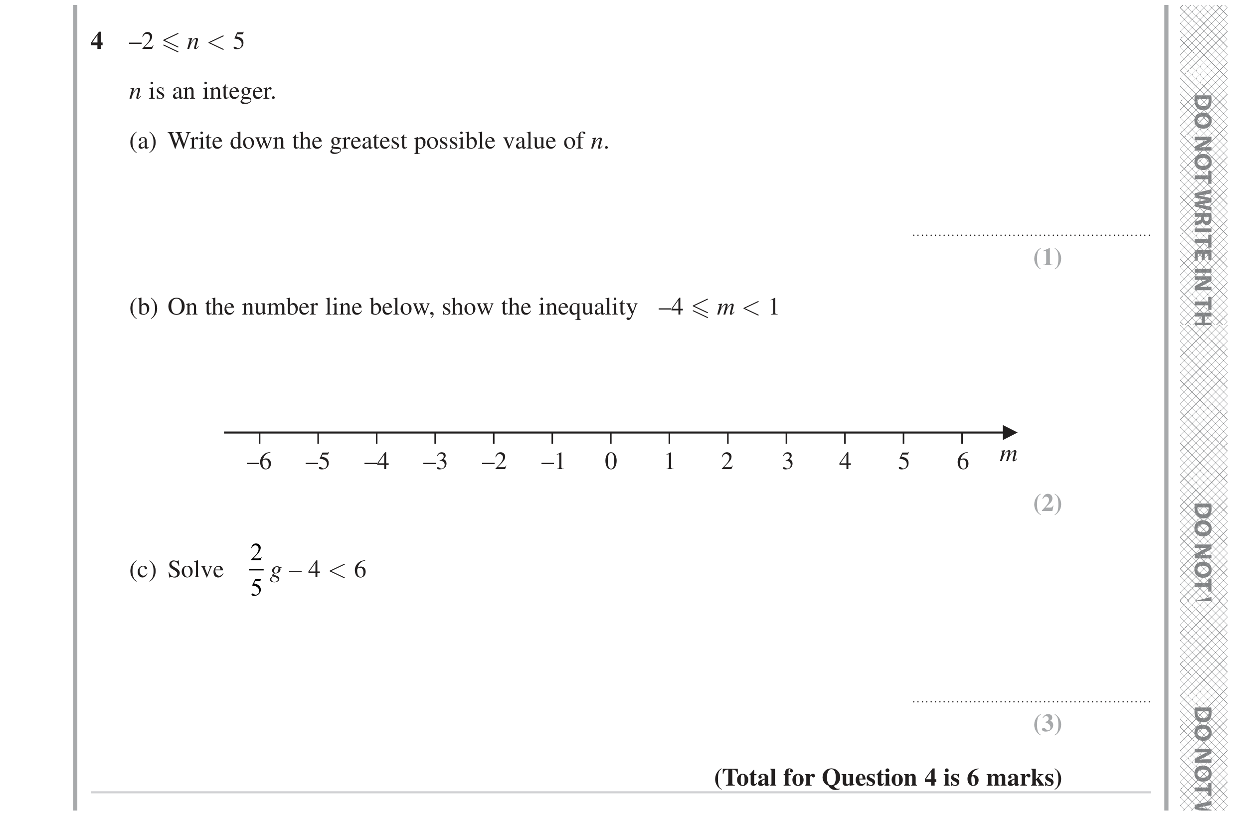 Question 4 — Inequalities — Edexcel GCSE June 2023