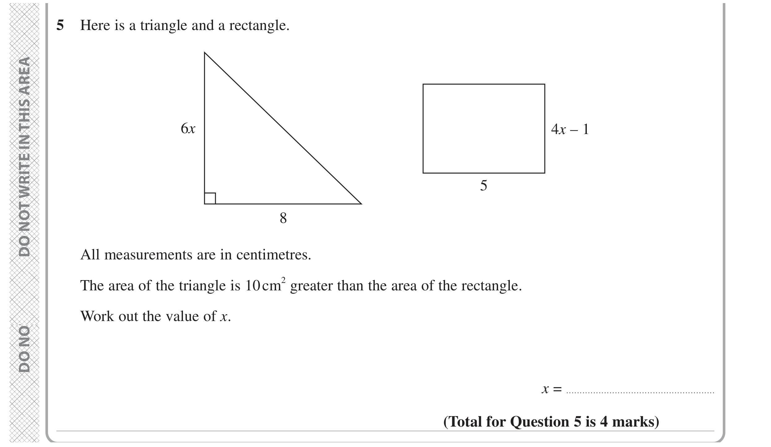 Question 5 — Perimeter and Area — Edexcel GCSE June 2023