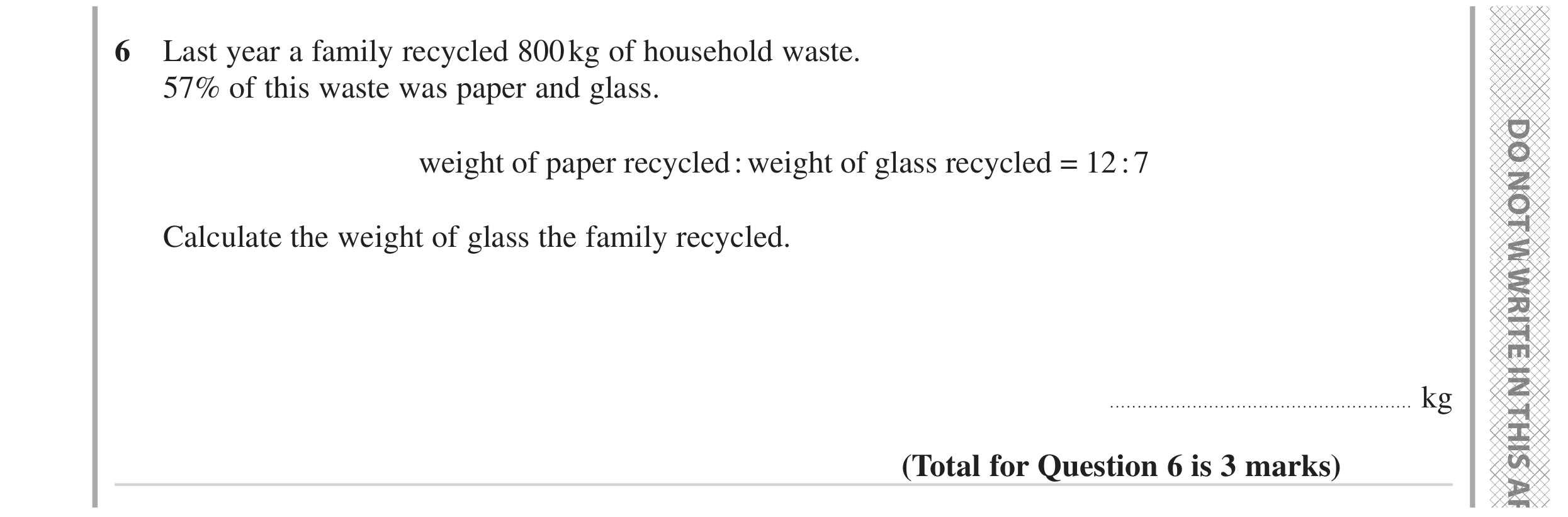 Question 6 — Ratios, Percentages — Edexcel GCSE June 2023