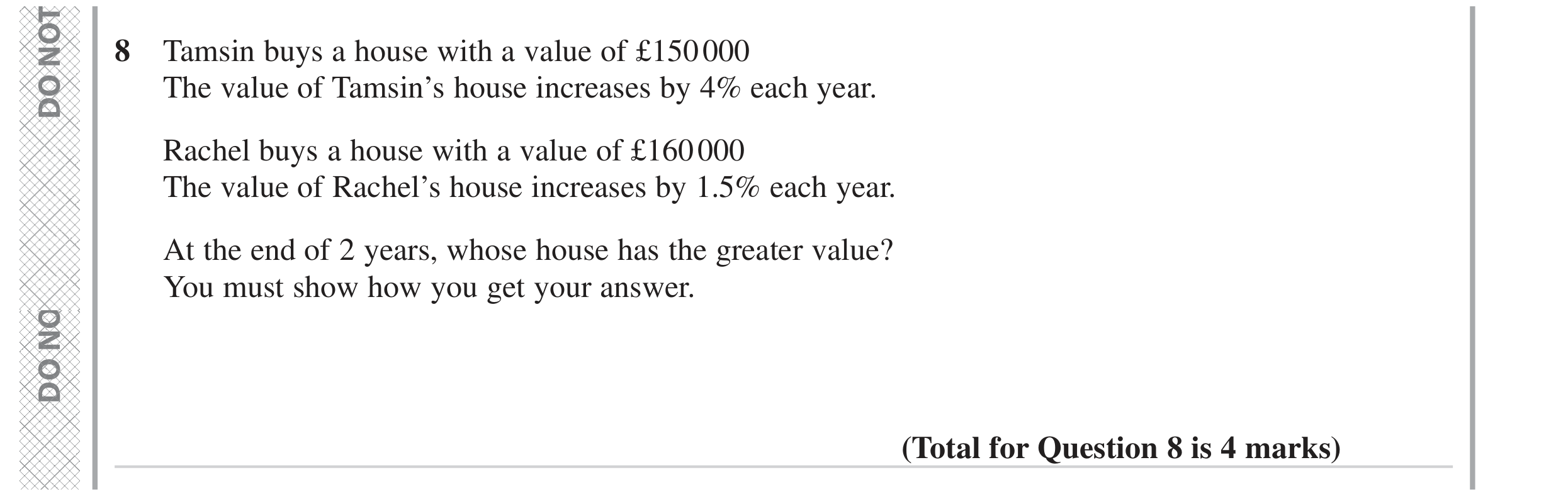 Question 8 — Percentages — Edexcel GCSE June 2023