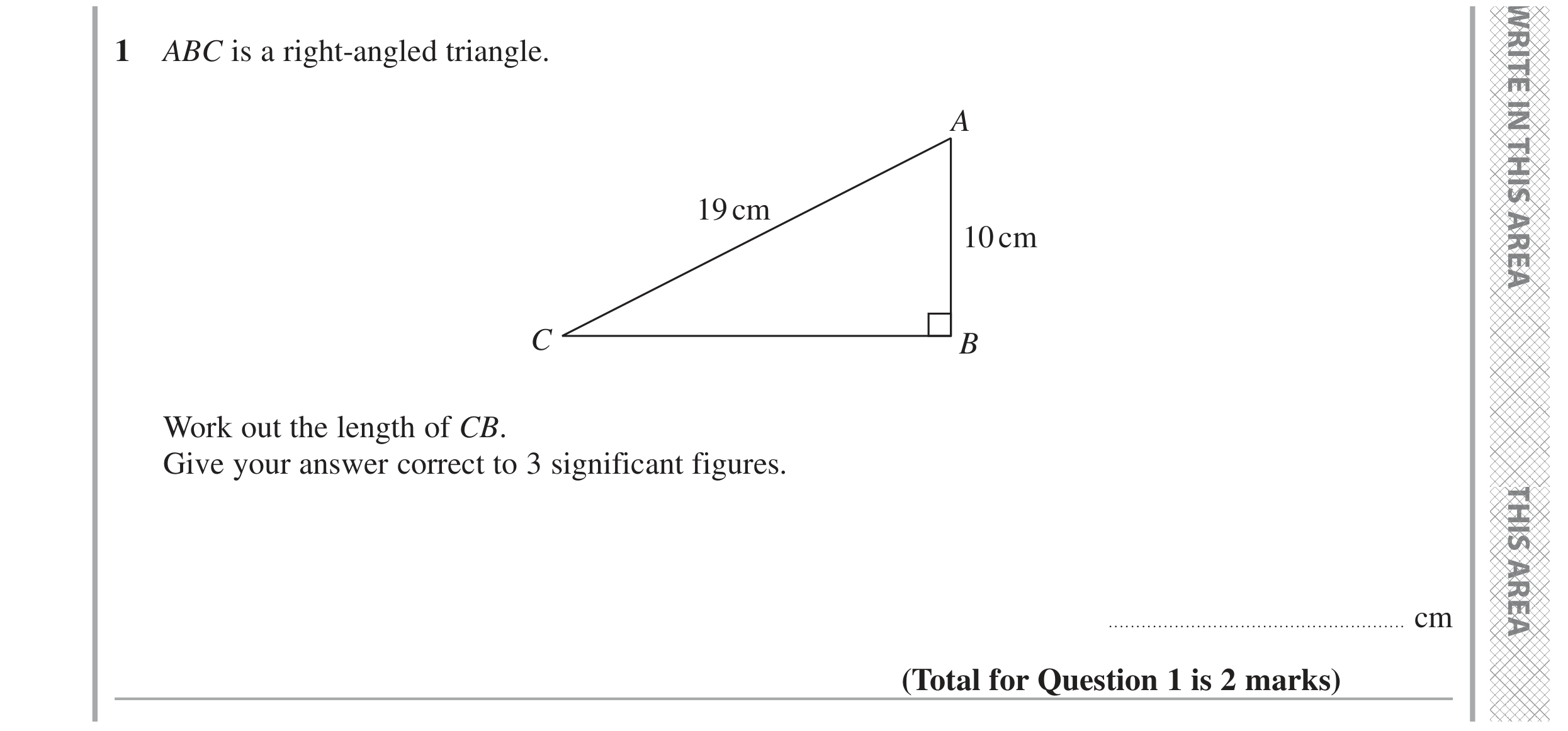 Question 1 — Pythagoras — Edexcel GCSE June 2024