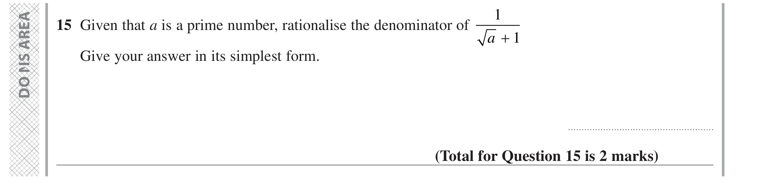 Question 15 — Surds — Edexcel GCSE June 2024