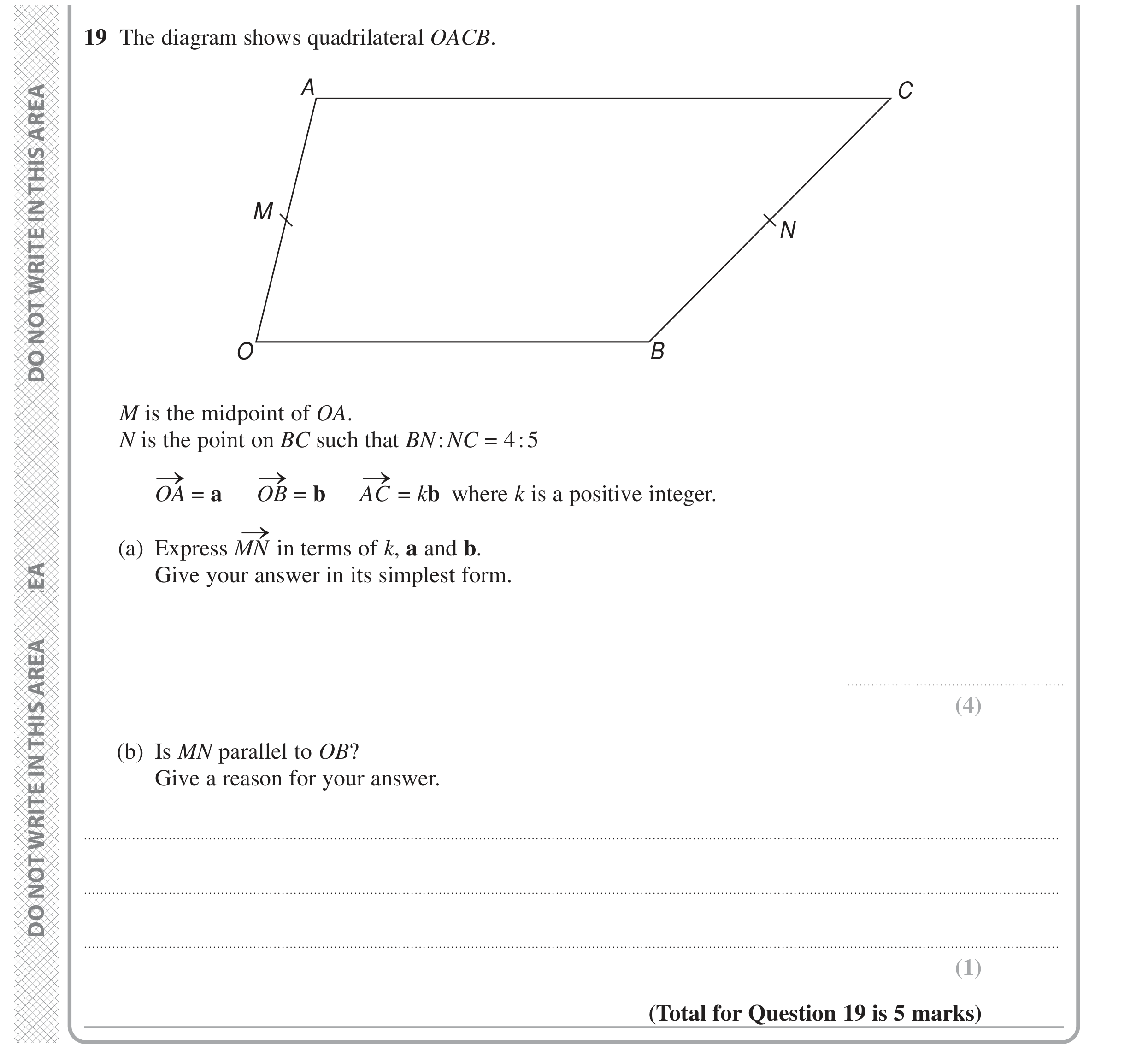 Question 19 — Vectors — Edexcel GCSE June 2024