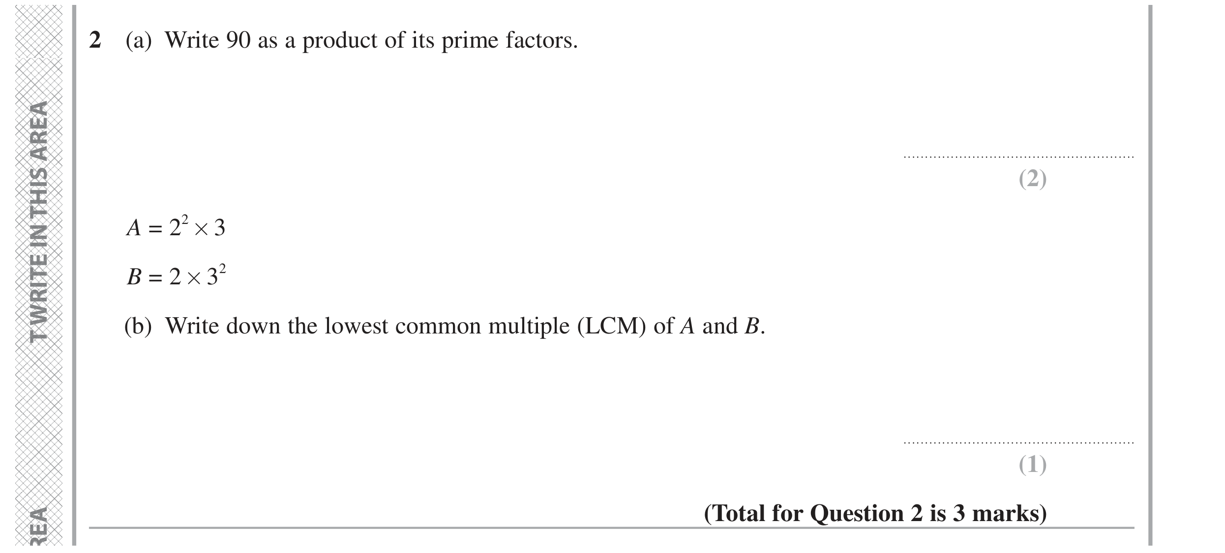 Question 2 — Prime Factors, HCF and LCM — Edexcel GCSE June 2024