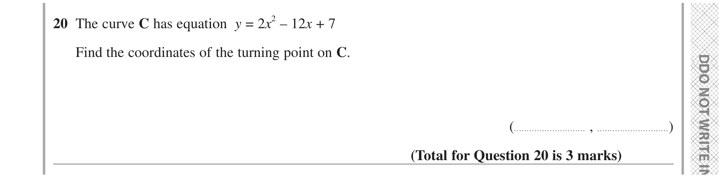 Question 20 — Quadratic Equations — Edexcel GCSE June 2024