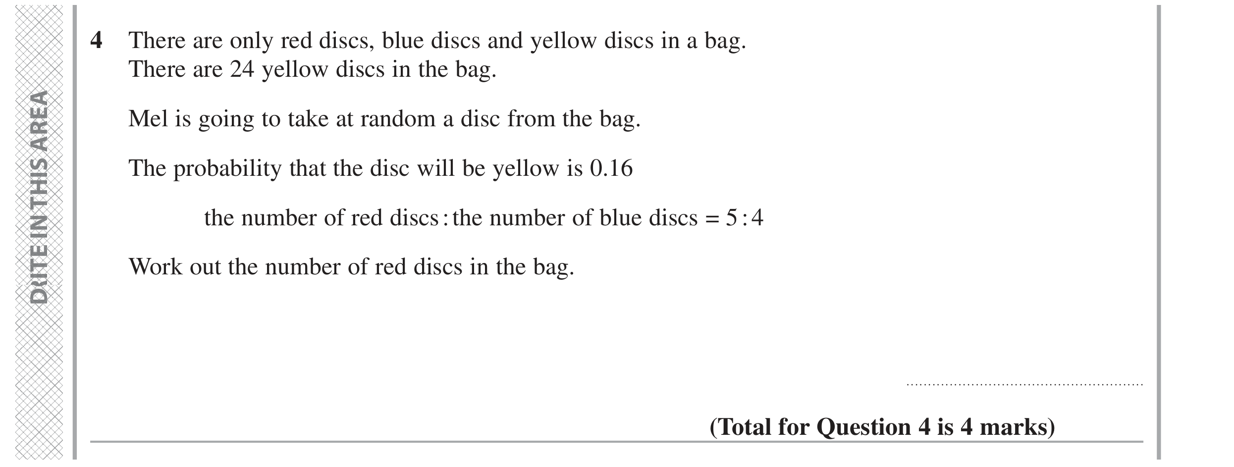 Question 4 — Probability, Ratios — Edexcel GCSE June 2024