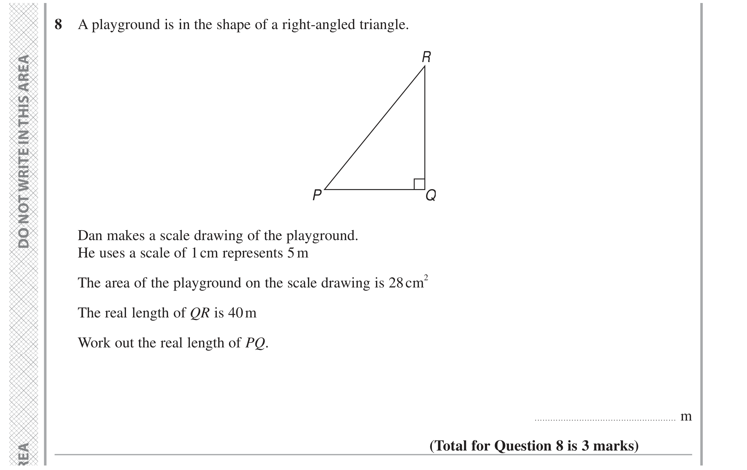 Question 8 — Maps, Perimeter and Area — Edexcel GCSE June 2024