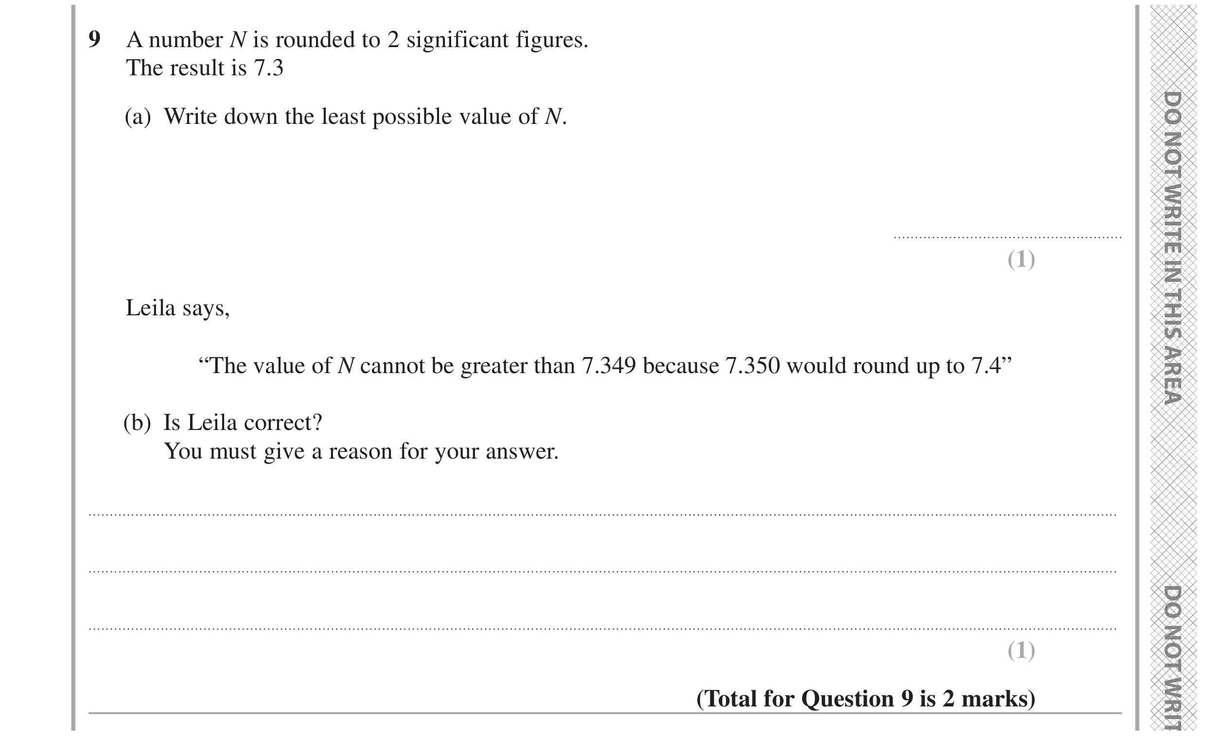 Question 9 — Rounding — Edexcel GCSE June 2024