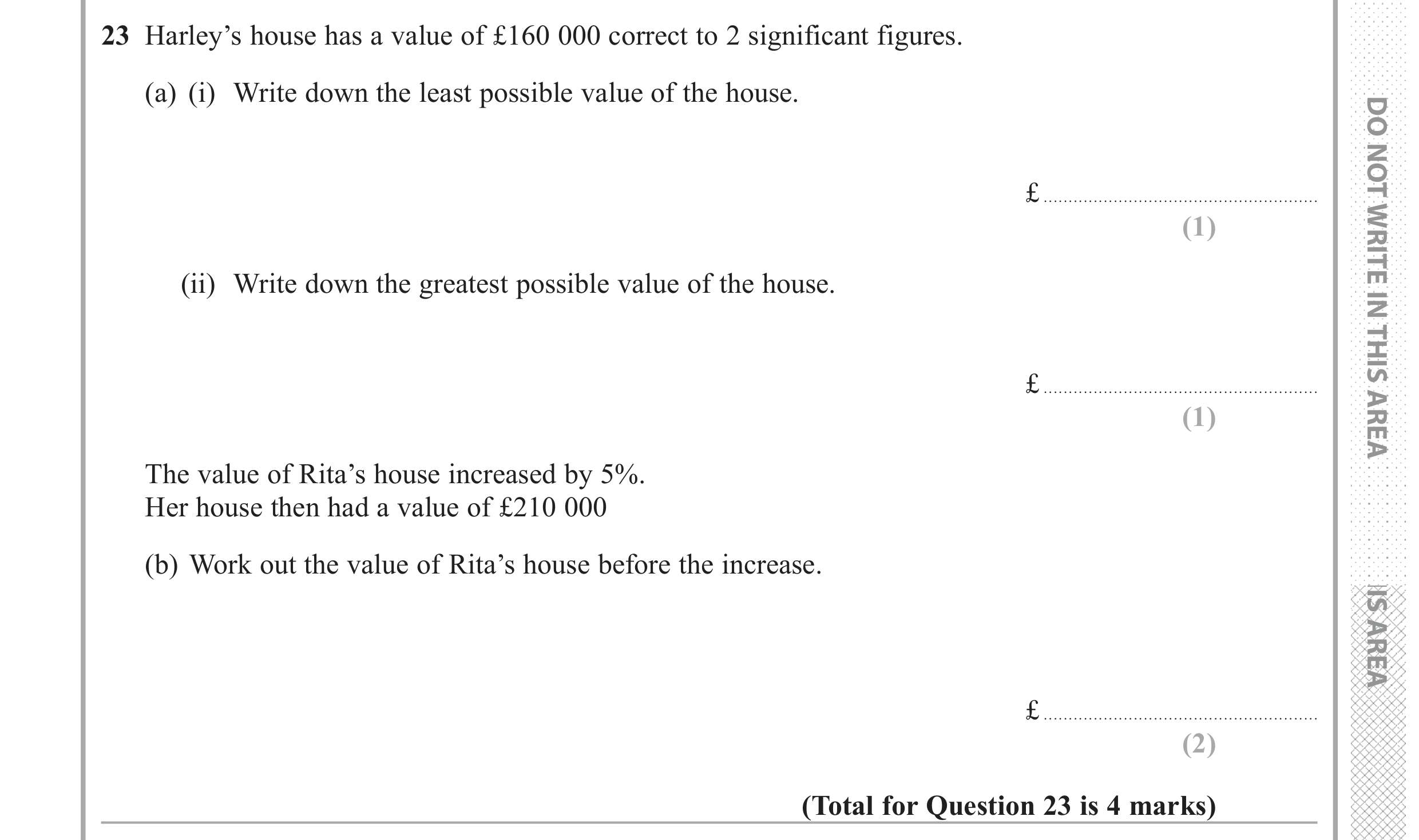 Question 23 — Rounding, Percentages — Edexcel GCSE June 2017