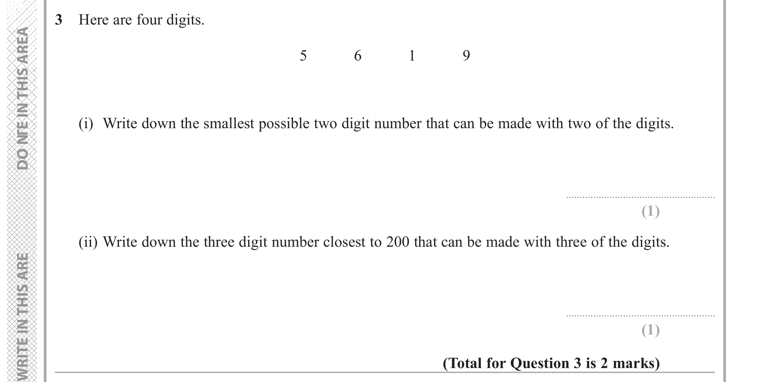 Question 3 — Place Value — Edexcel GCSE June 2017