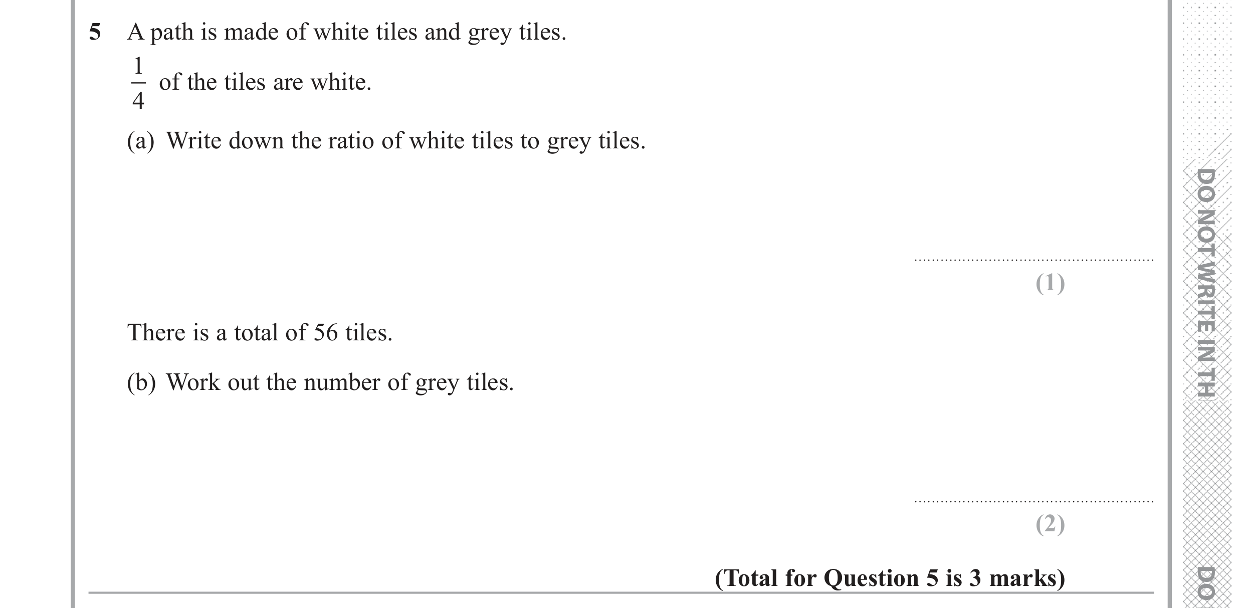 Question 5 — Ratios — Edexcel GCSE June 2017