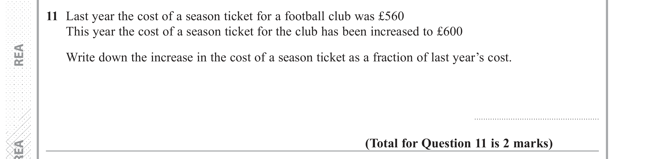 Question 11 — Fractions — Edexcel GCSE June 2018