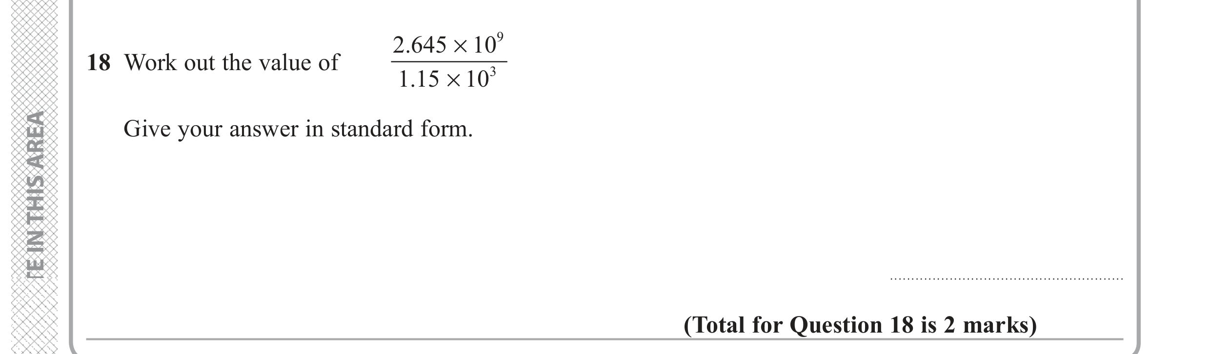 Question 18 — Standard Form — Edexcel GCSE June 2018