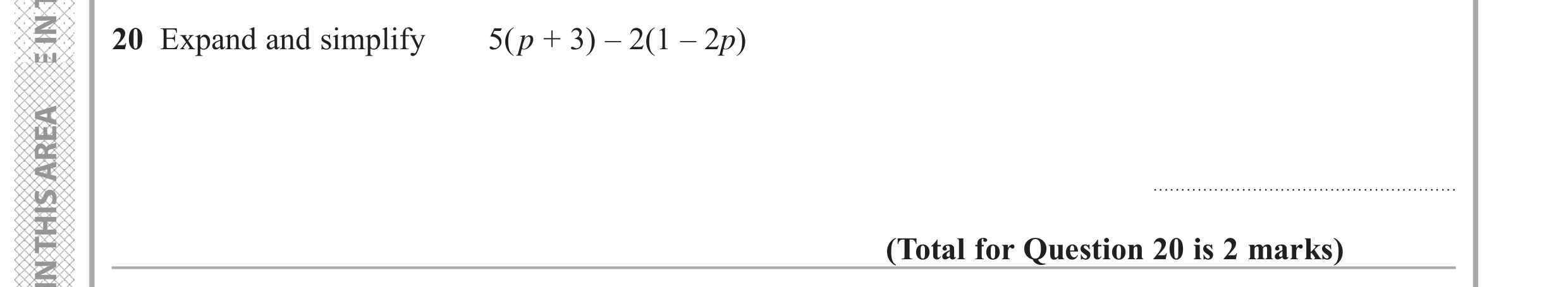 Question 20 — Factorise/Expand/Simplify — Edexcel GCSE June 2018