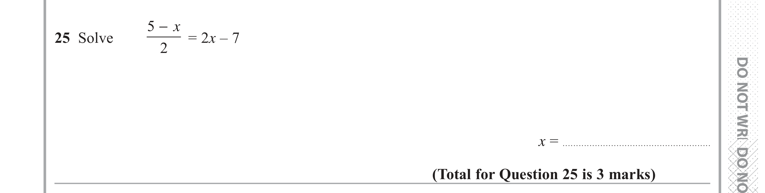 Question 25 — Linear Equations — Edexcel GCSE June 2018