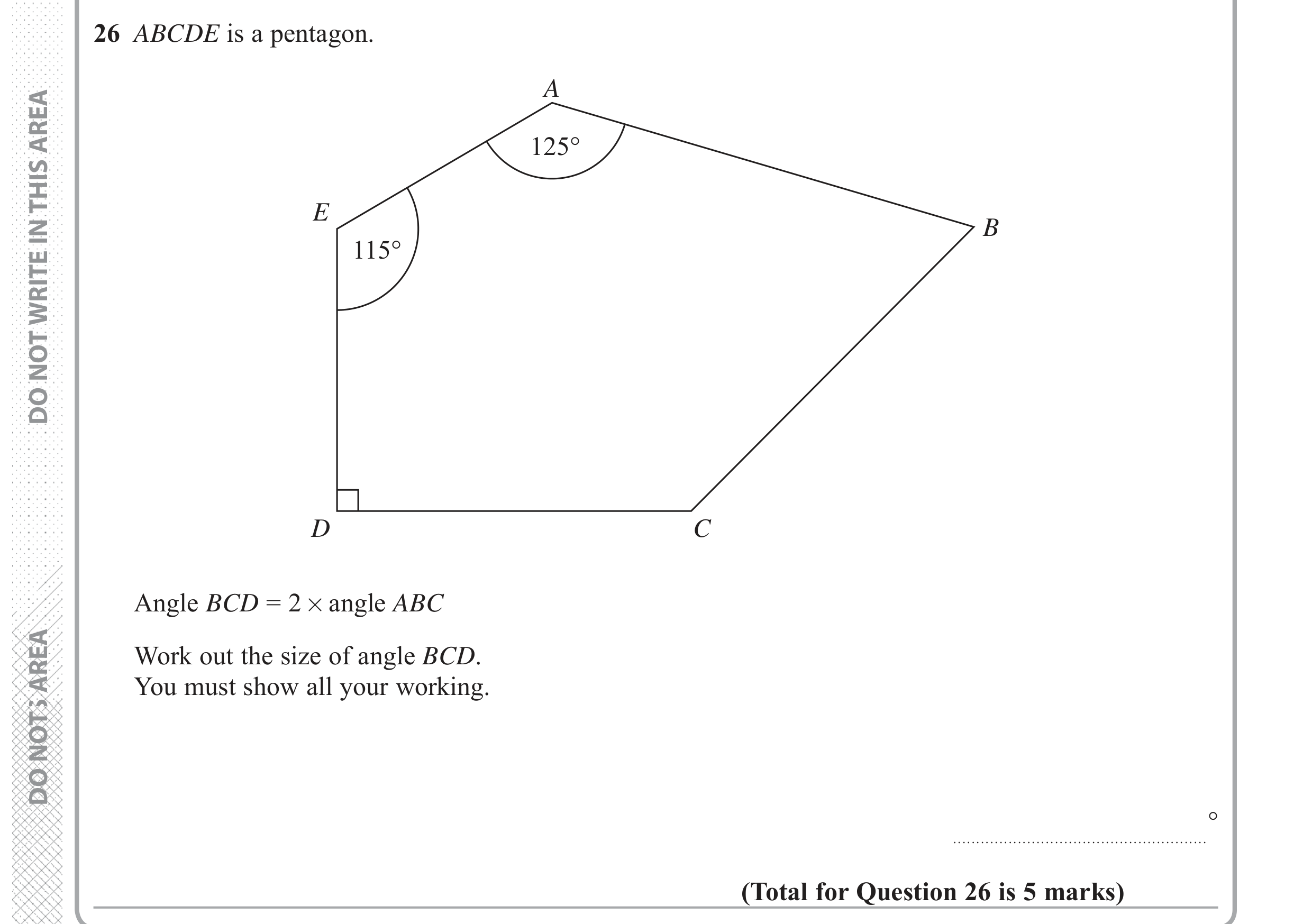 Question 26 — Angles — Edexcel GCSE June 2018