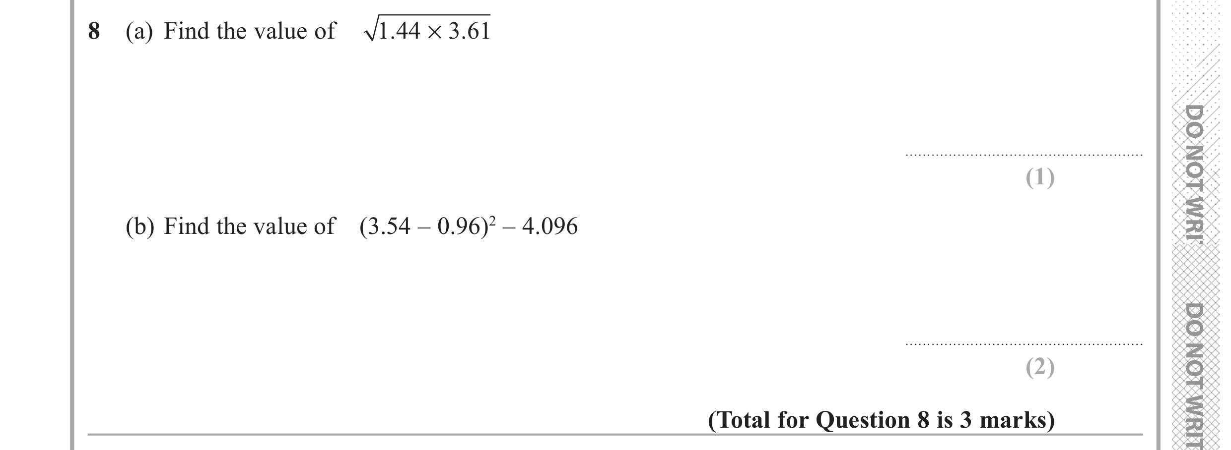 Question 8 — Calculator Questions — Edexcel GCSE June 2018