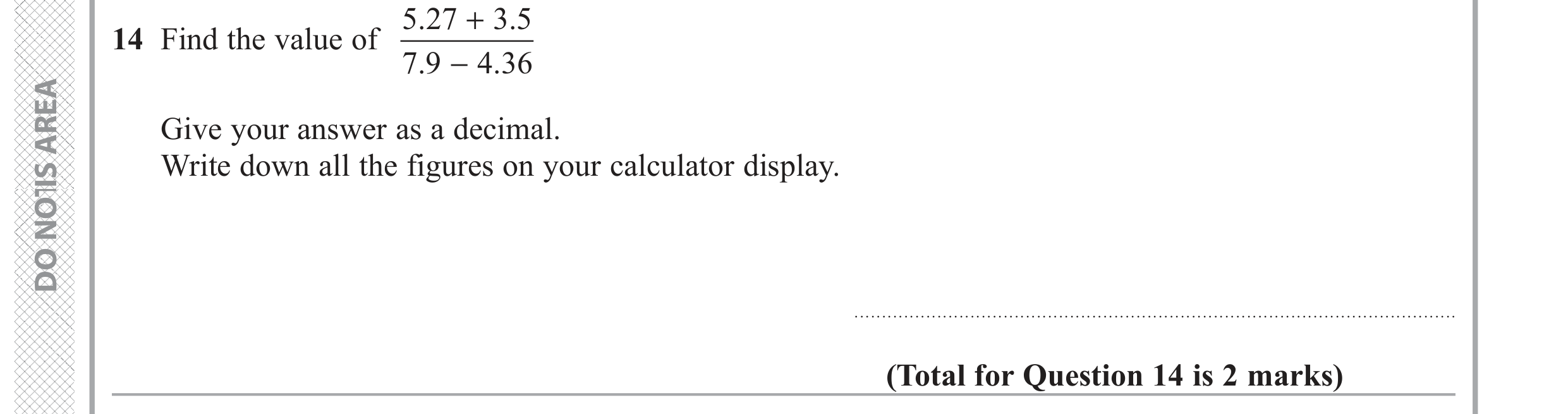 Question 14 — Calculator Questions — Edexcel GCSE June 2019